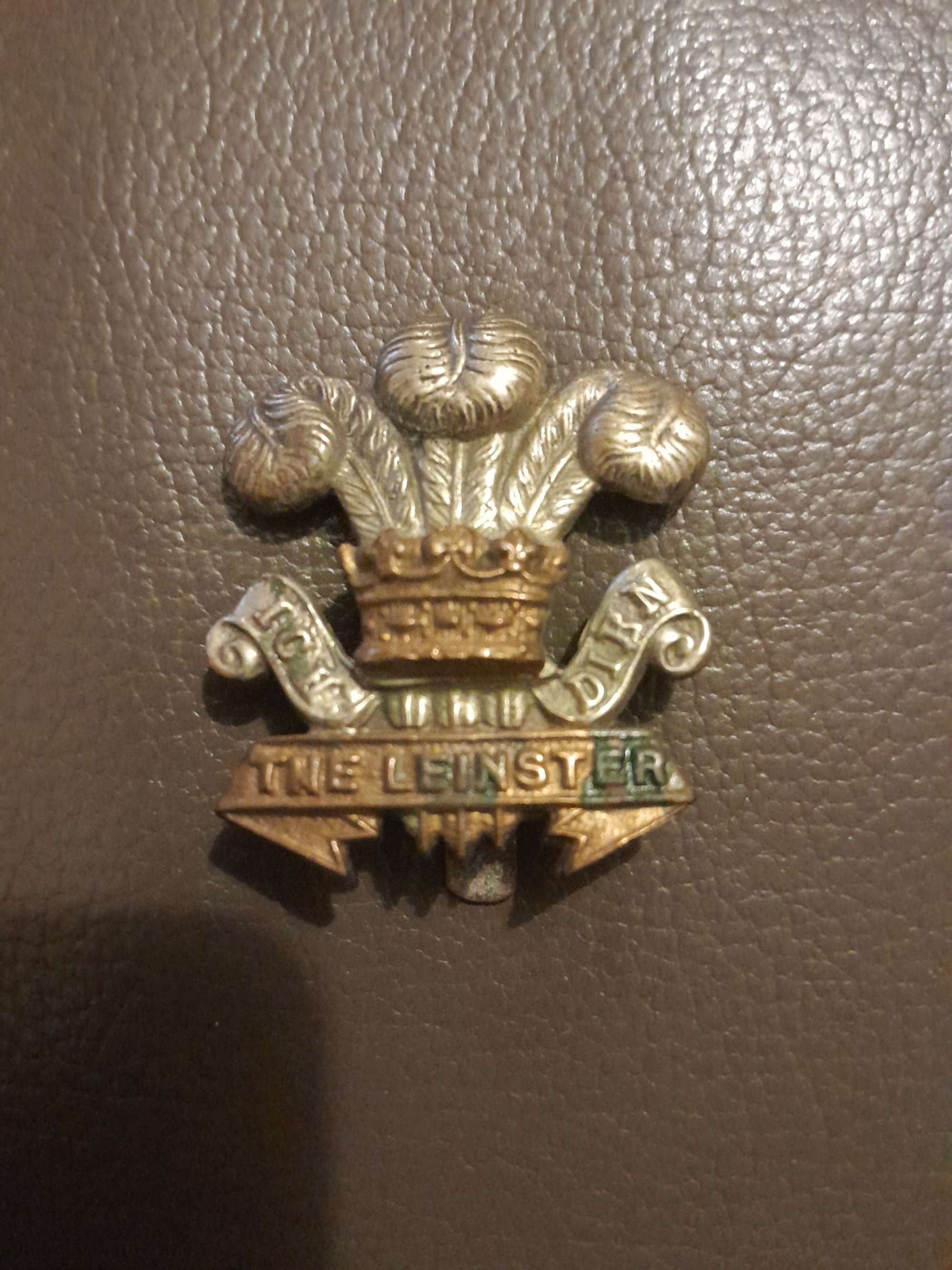 Original WWI The Leinster Regiment cap badge