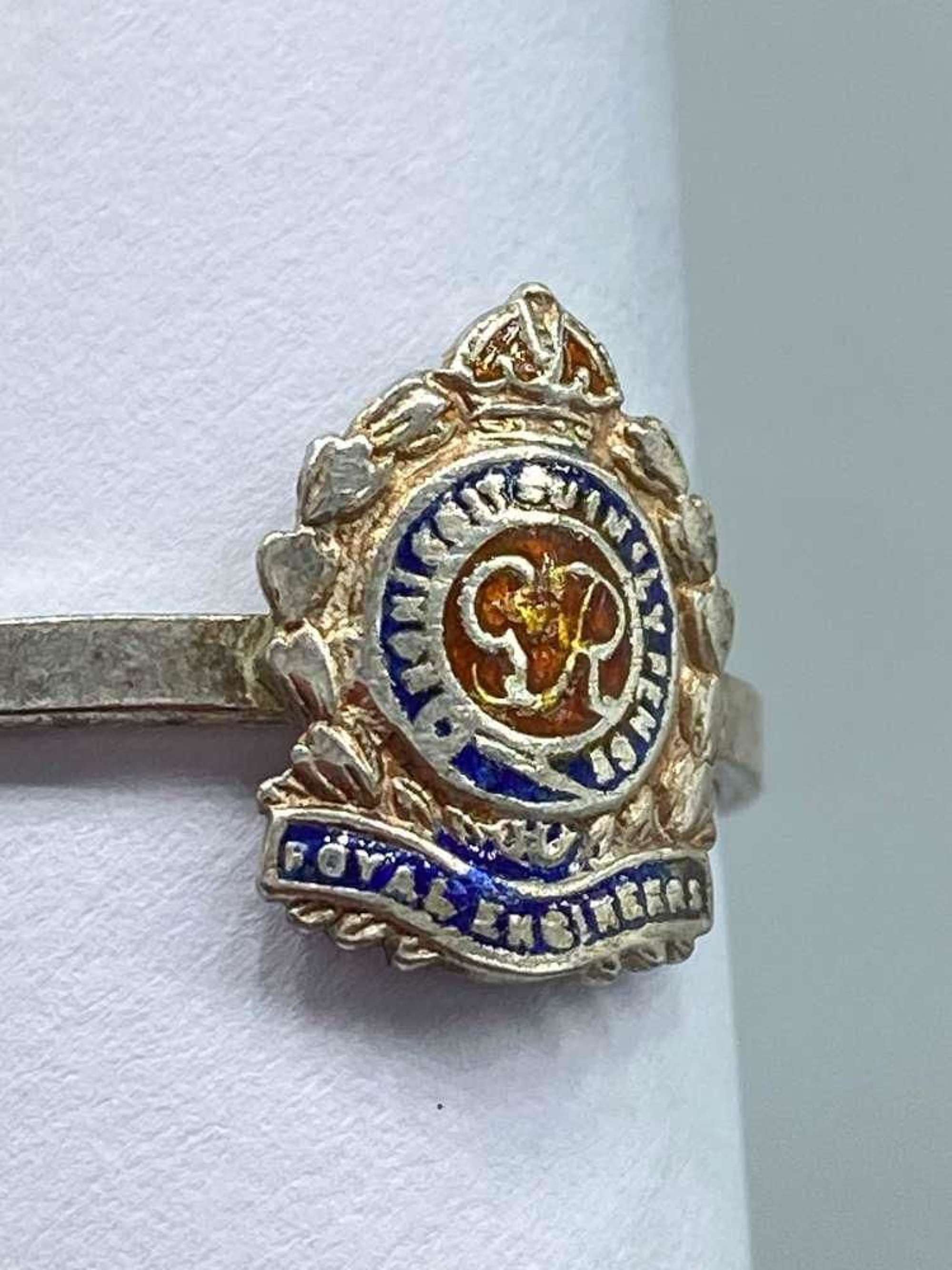WW2 Silver & Enamel Royal Engineers Sweetheart Ring Size N 1/2