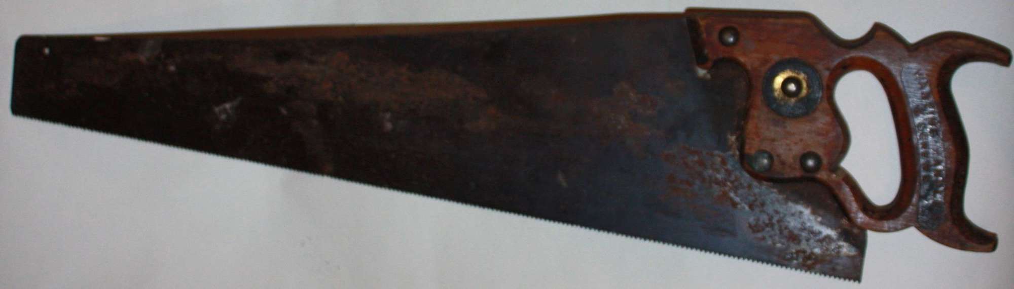 A MID WWII SPEAR AND JACKSON HAND SAW WAR TIME HANDLE & SCREWS MARKED