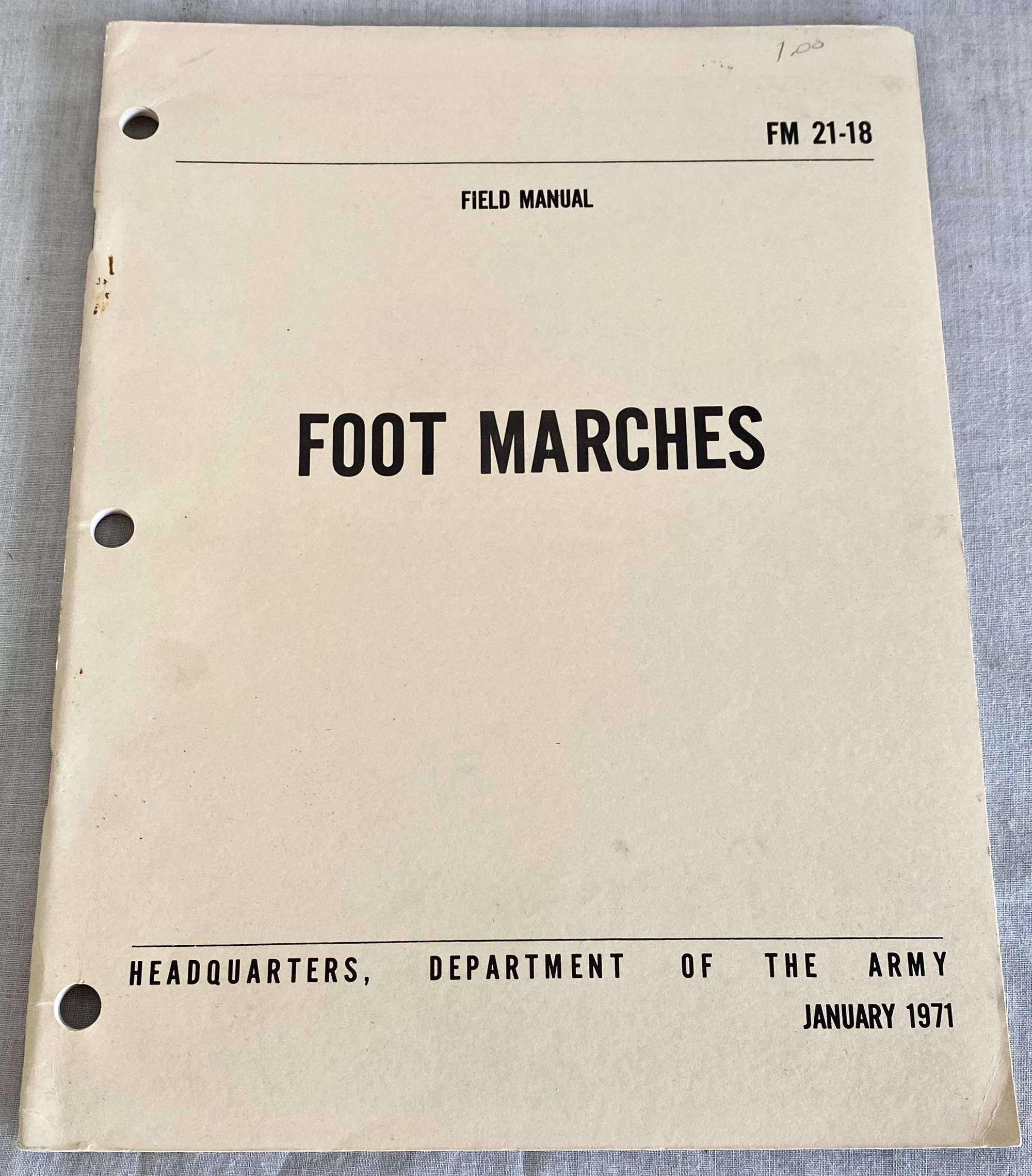 US Military Issue 'Foot Marches', January 1971 Field Booklet