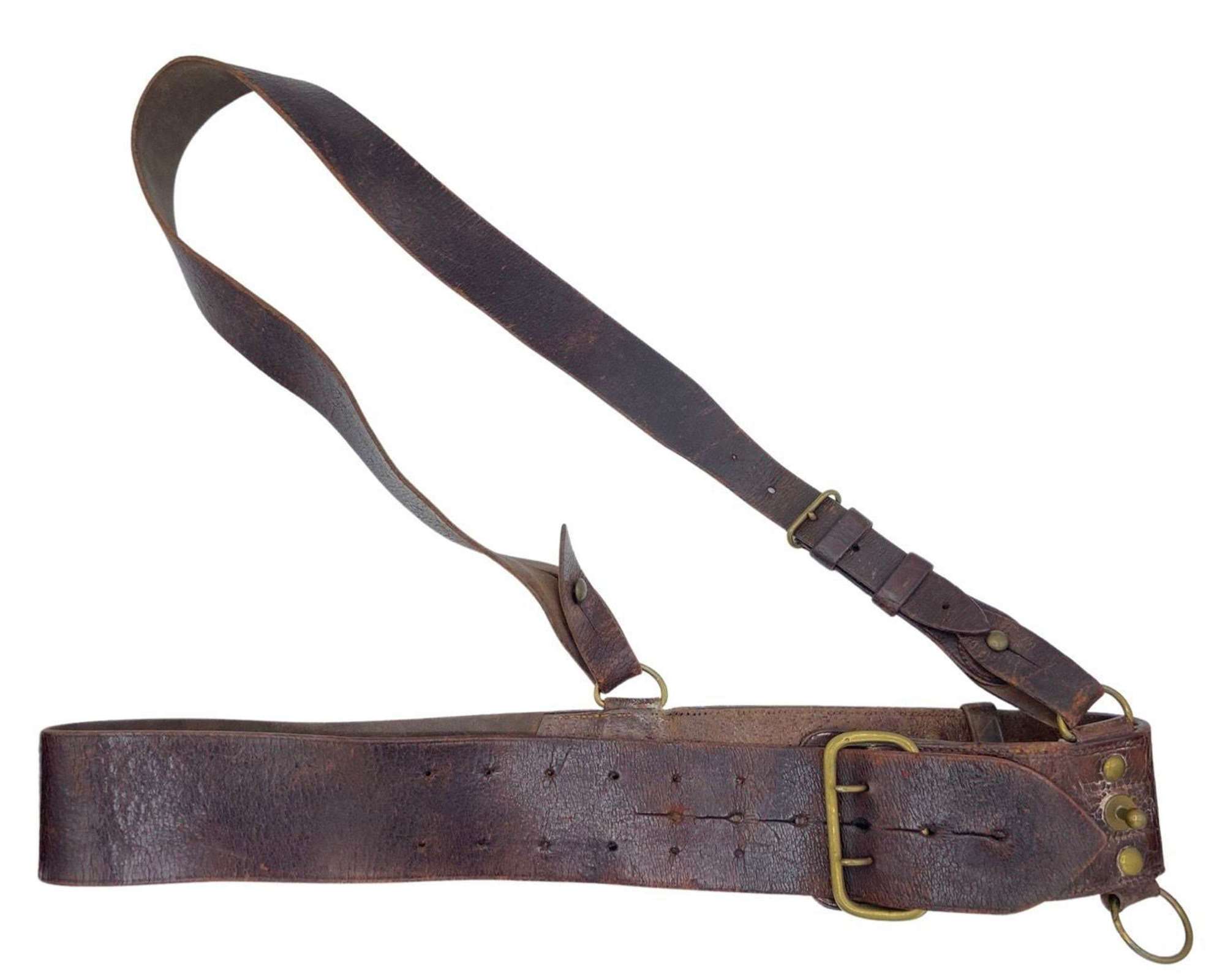 WW1/ WW2 Undated British Army Sam Brown Belt & Shoulder Strap