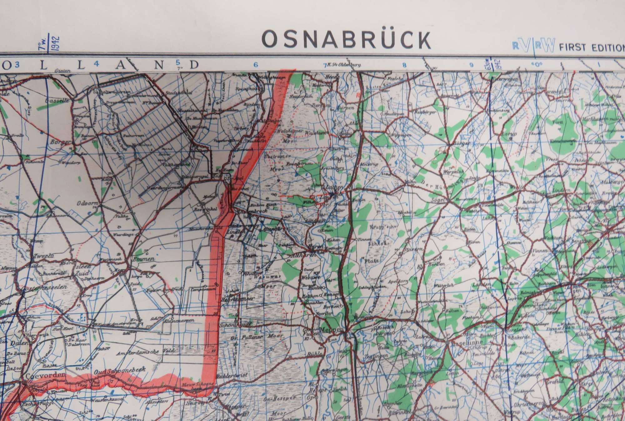 WW2 Army / Air Map Osnabruck and the Surrounding Area