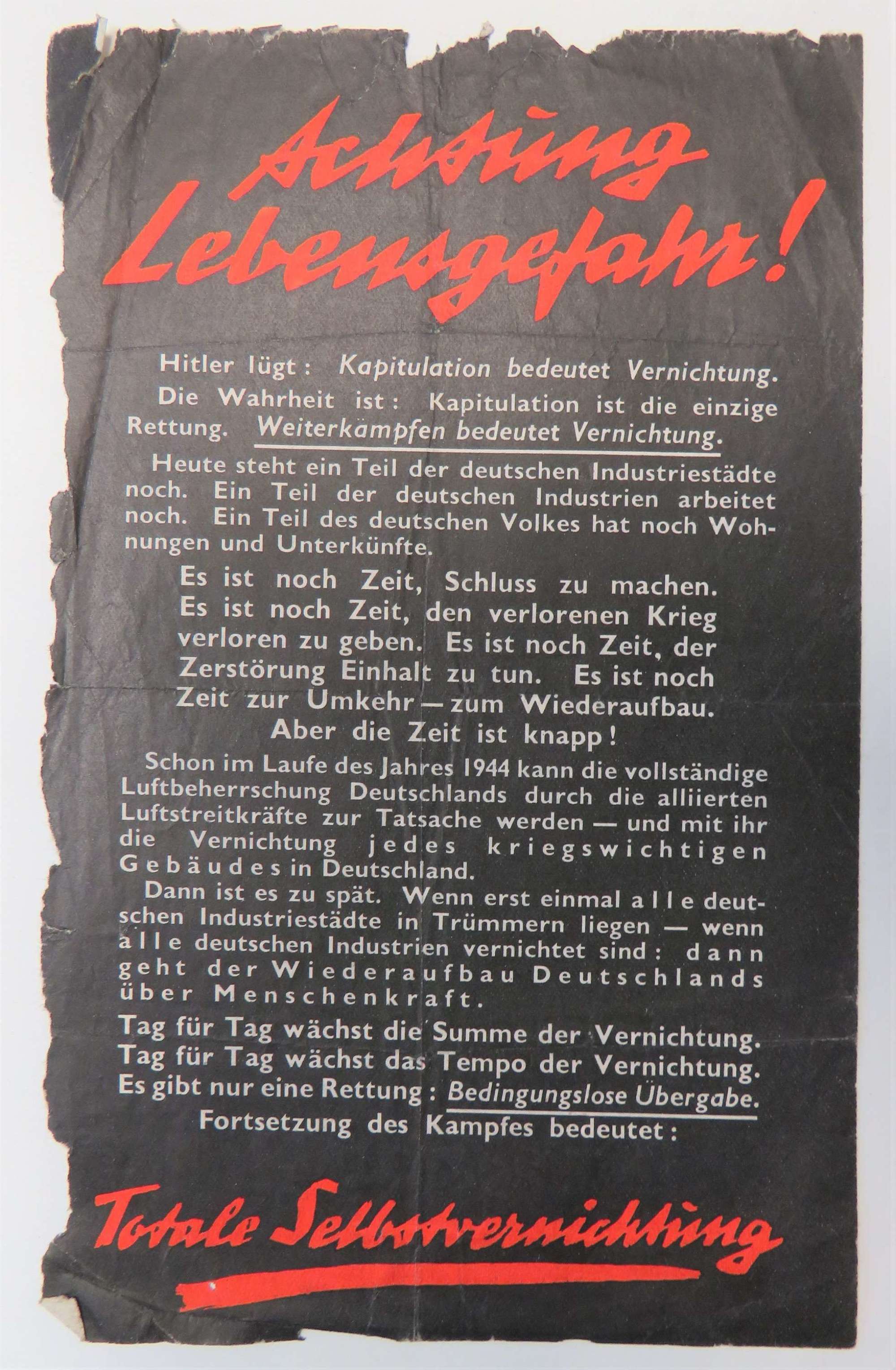 WW 2 Air Dropped German Propaganda Leaflet G90