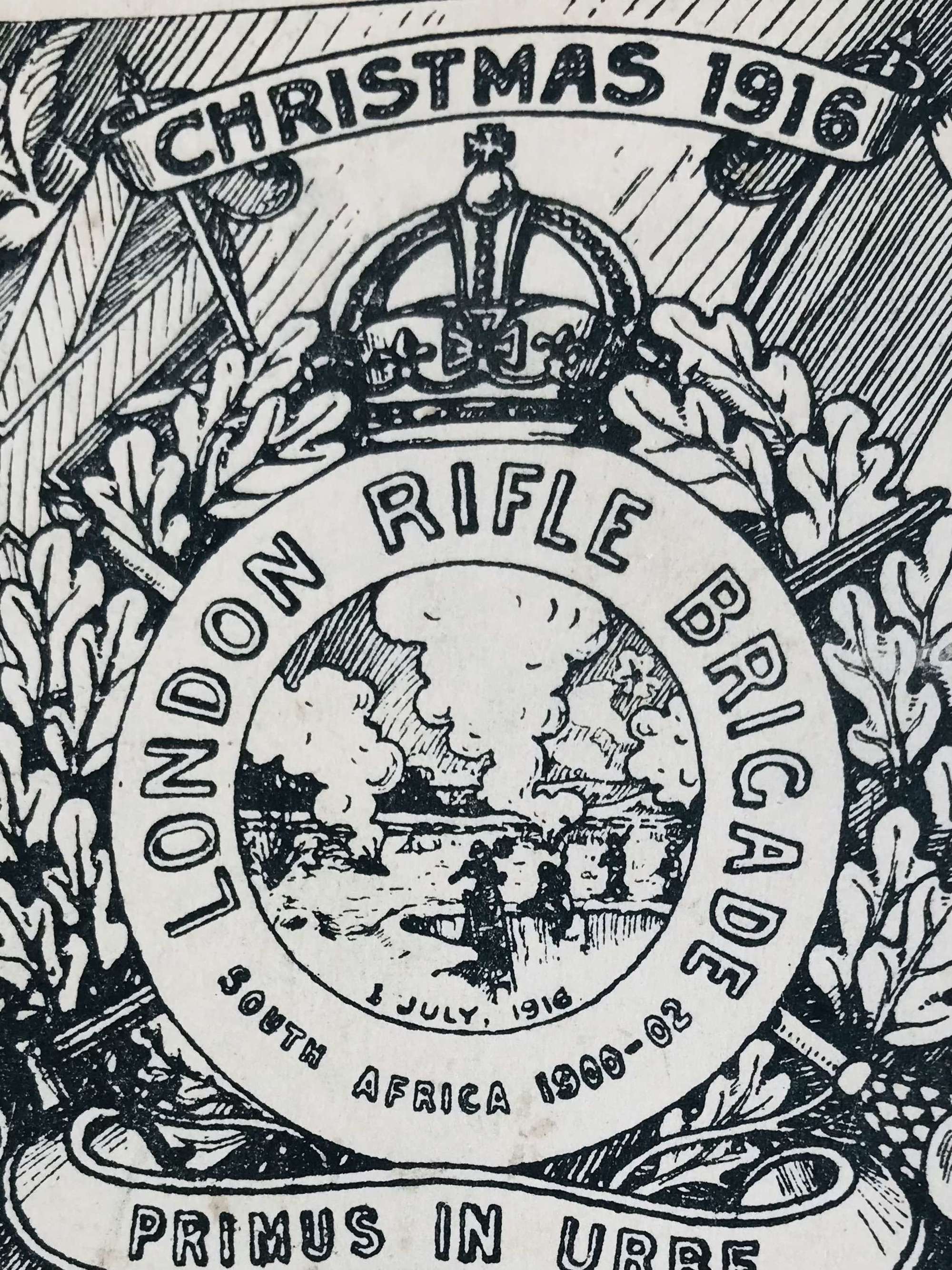 London, rifle brigade Christmas card, 1916