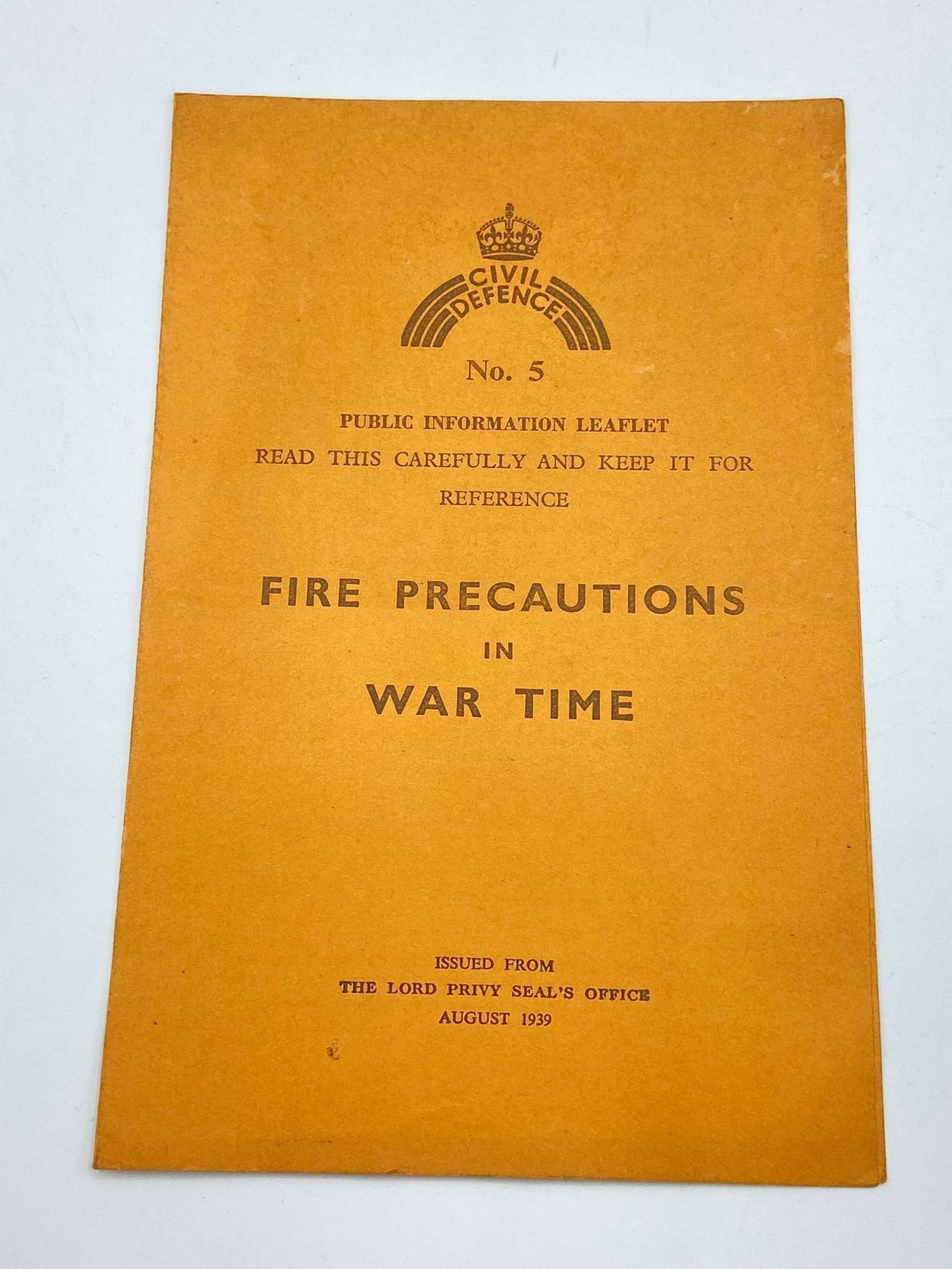 WW2 Civil Defence Fire Precautions In War Time Leaflet 1939 Leaflet