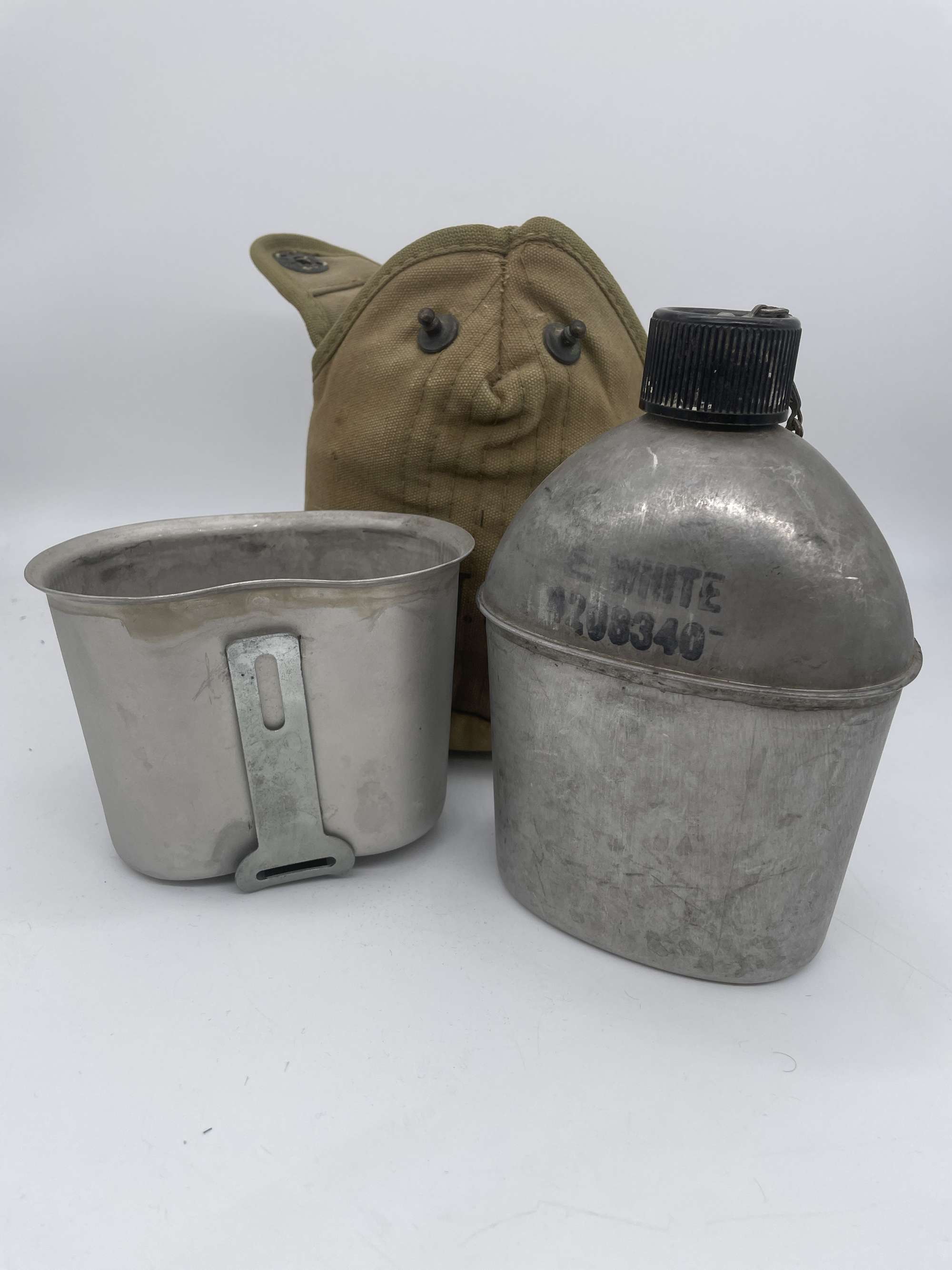 Named to a Casualty, Original WW2 American Canteen, Cup and Cover, 104th Infantry Div.