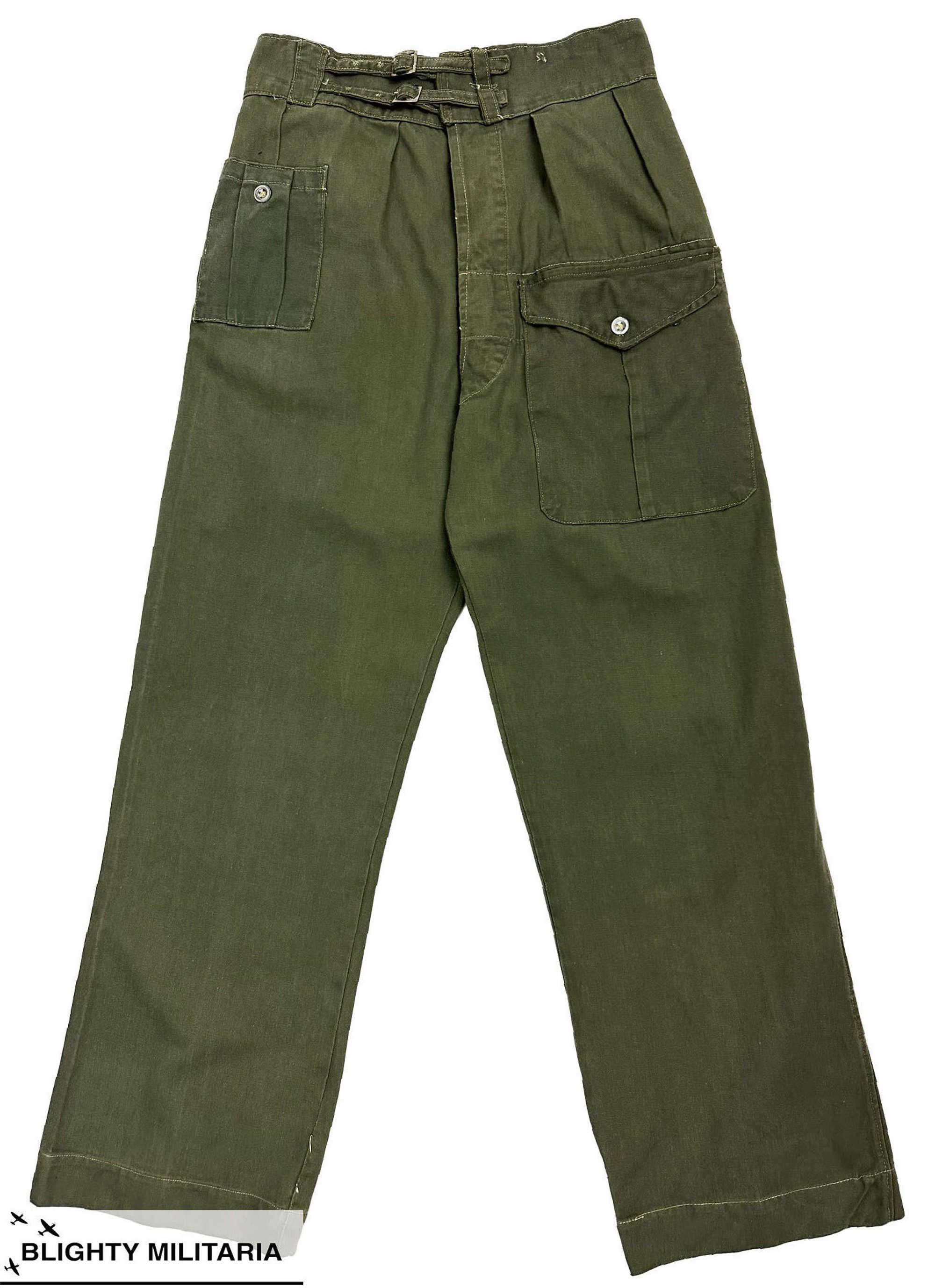 Original 1943 Dated Indian Made Jungle Green Battledress Trousers