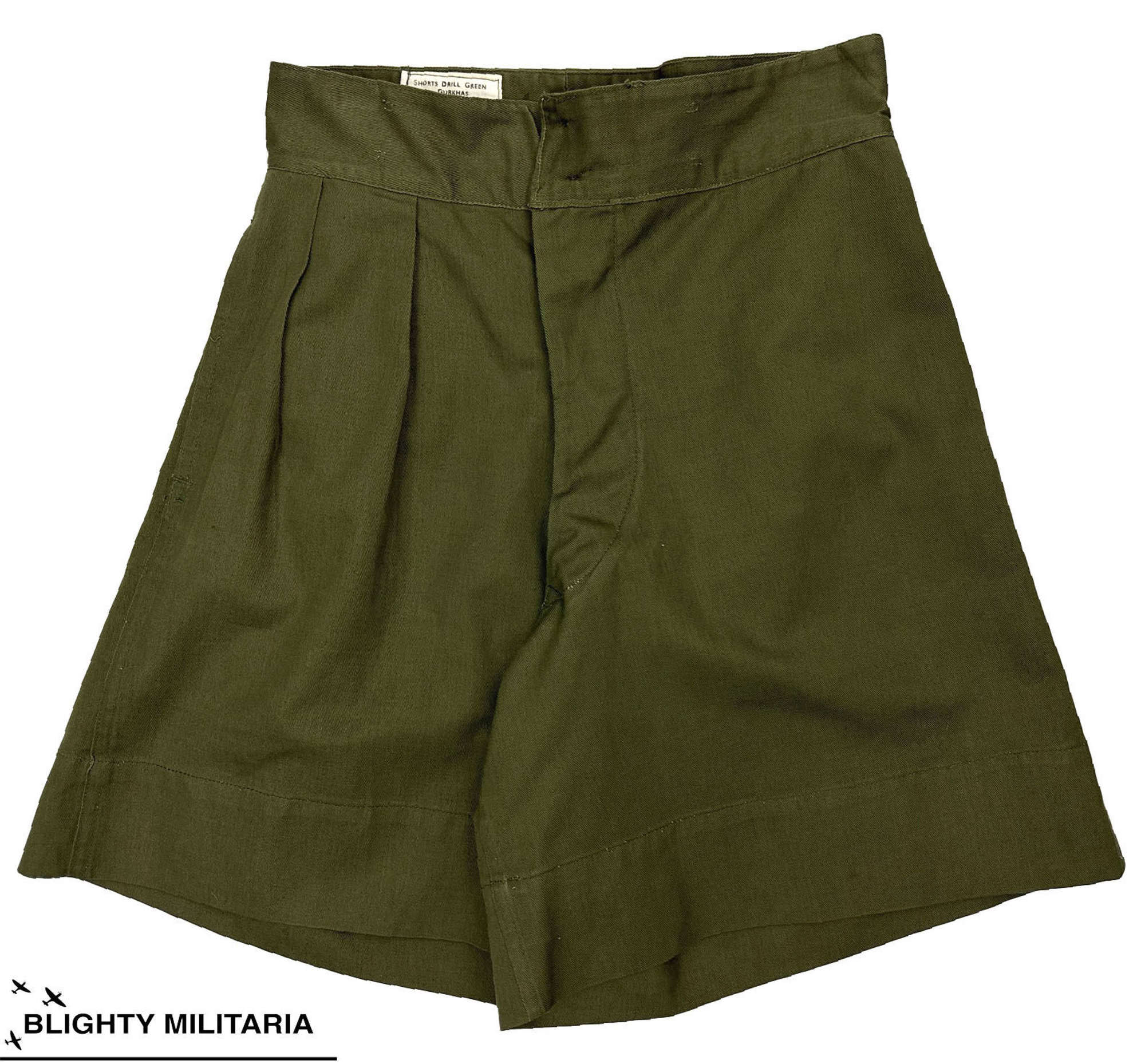 Original 1962 Dated Drill Green Gurkha Shorts - Size 7 in Trousers