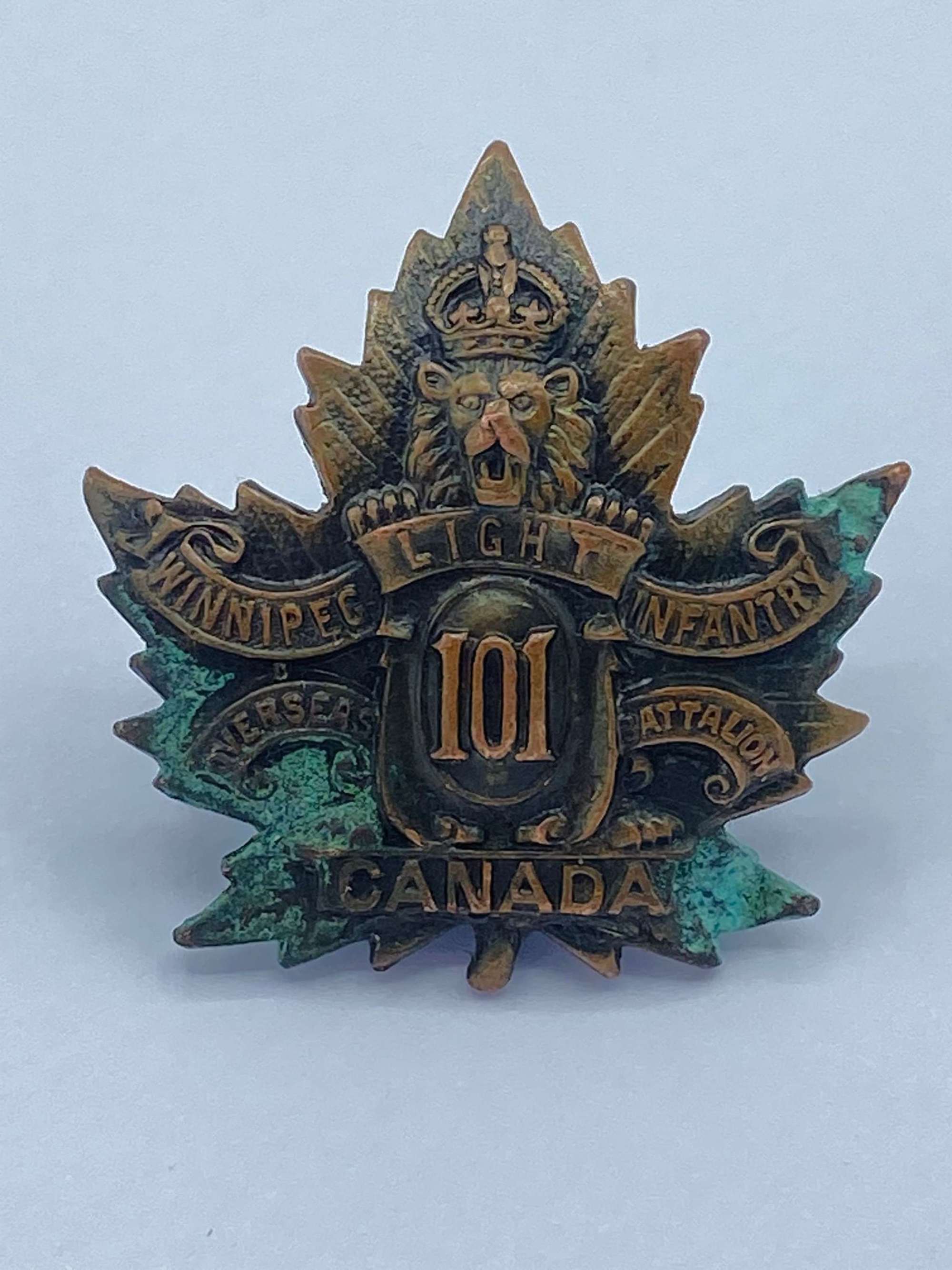 WW1 Canadian 101st Infantry Battalion Royal Winnipeg Rifles Badge