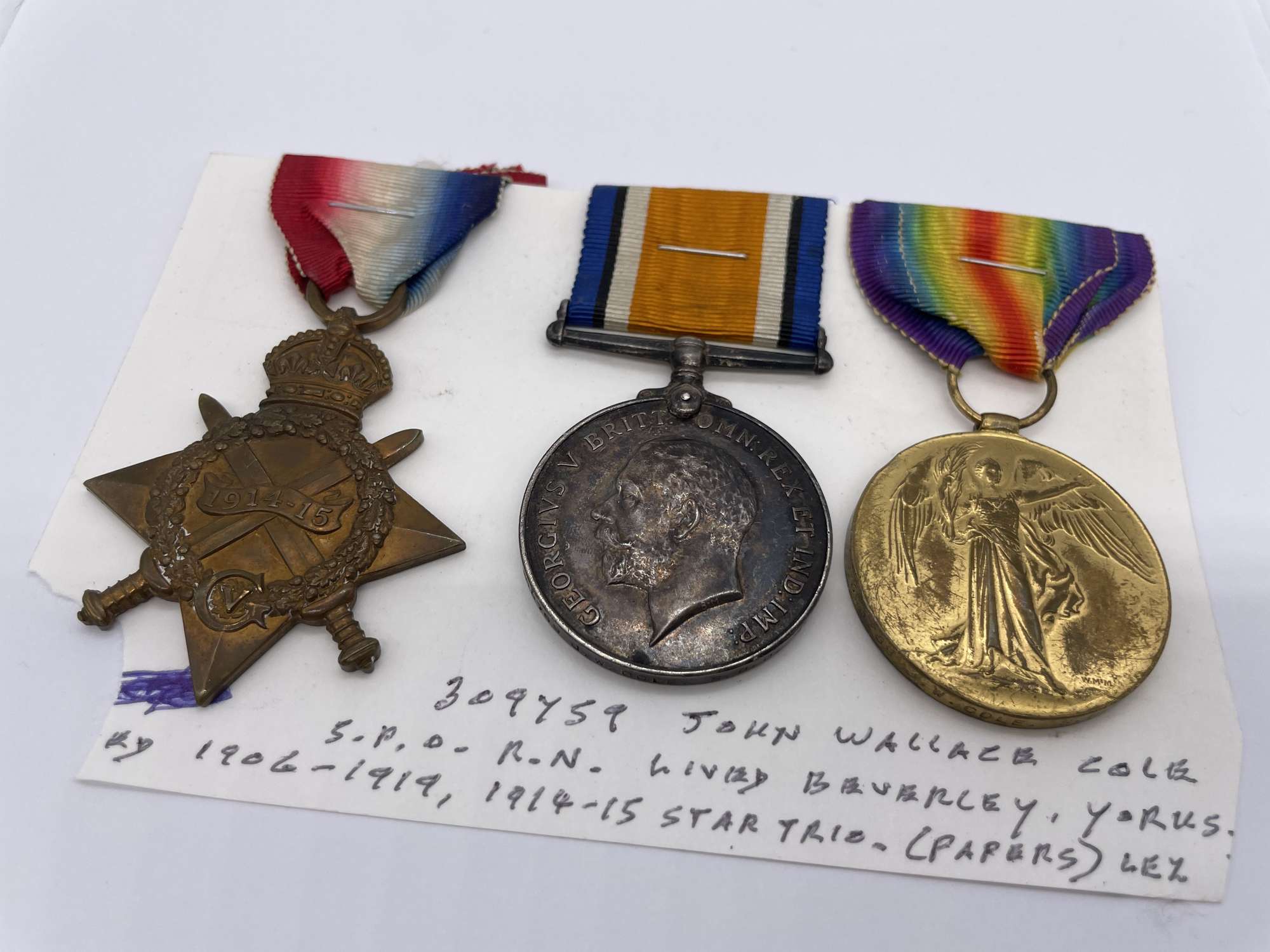 Original World War One Medal Trio, Cole, Royal Navy