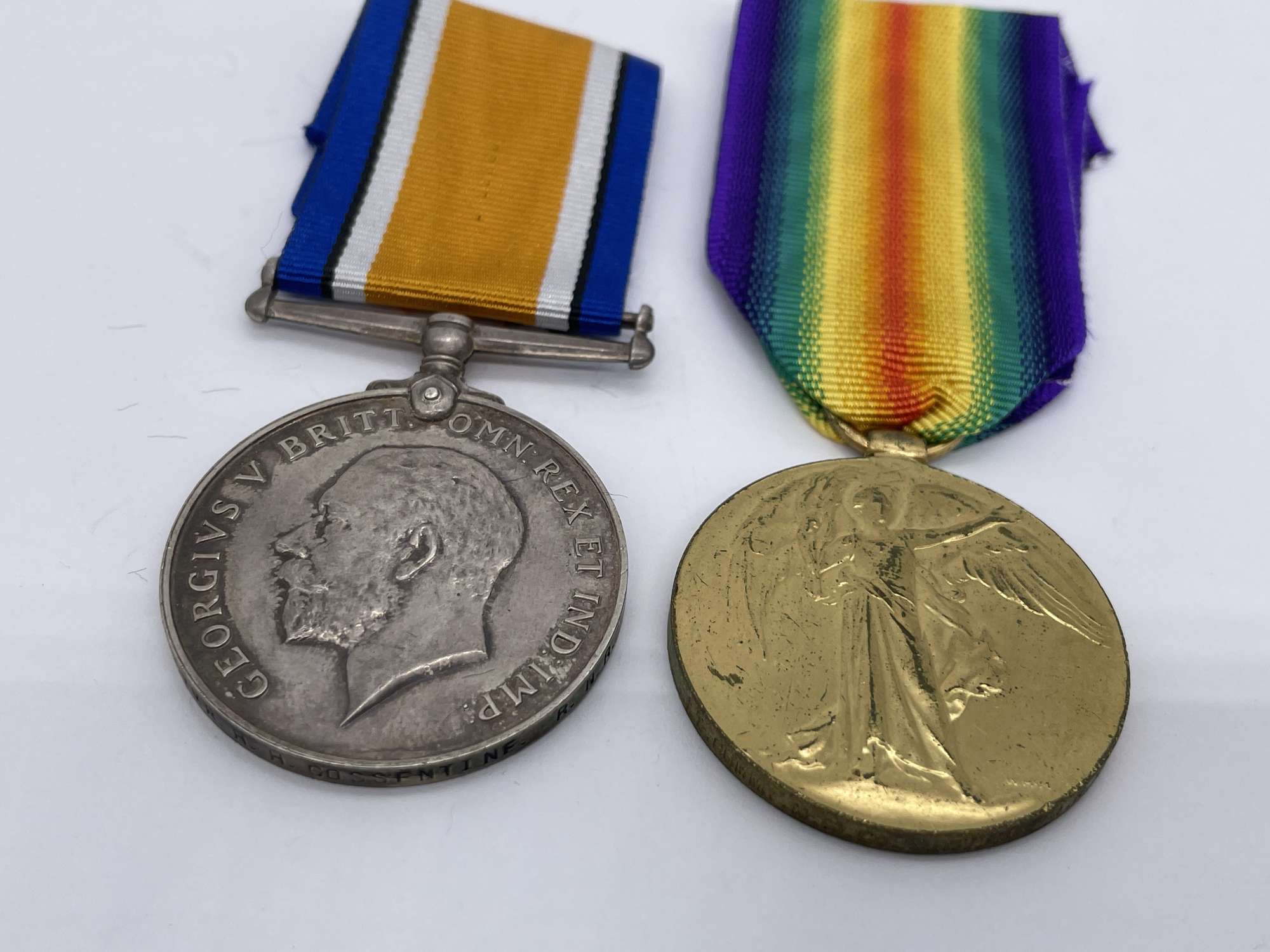 Original WW1 Medal Pair, Lieutenant Commander Cossentine, Royal Navy, Sunk SS Beatsa