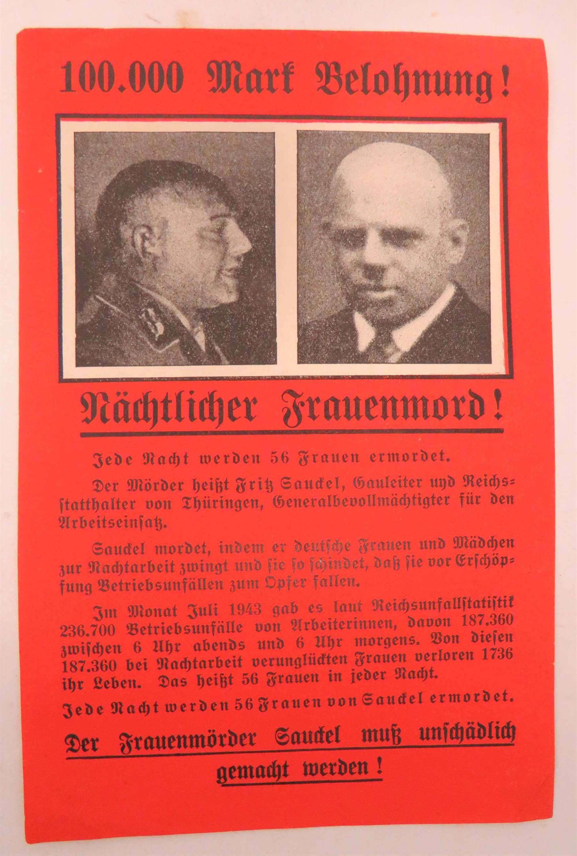 WW 2 Wanted Propaganda Drop Leaflet