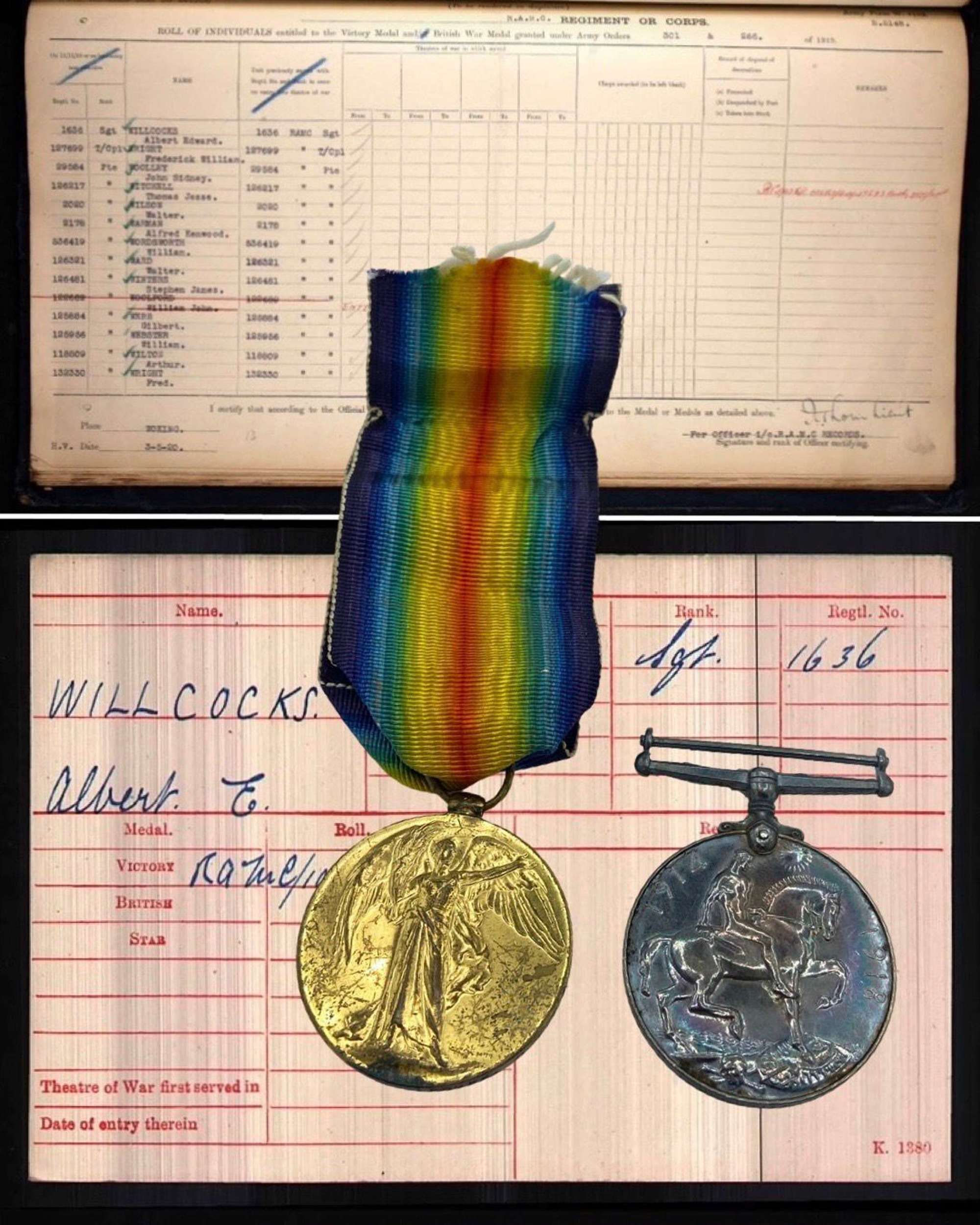 WW1 Victory & War Medal Duo To SJT A.E. Willcocks RAMC