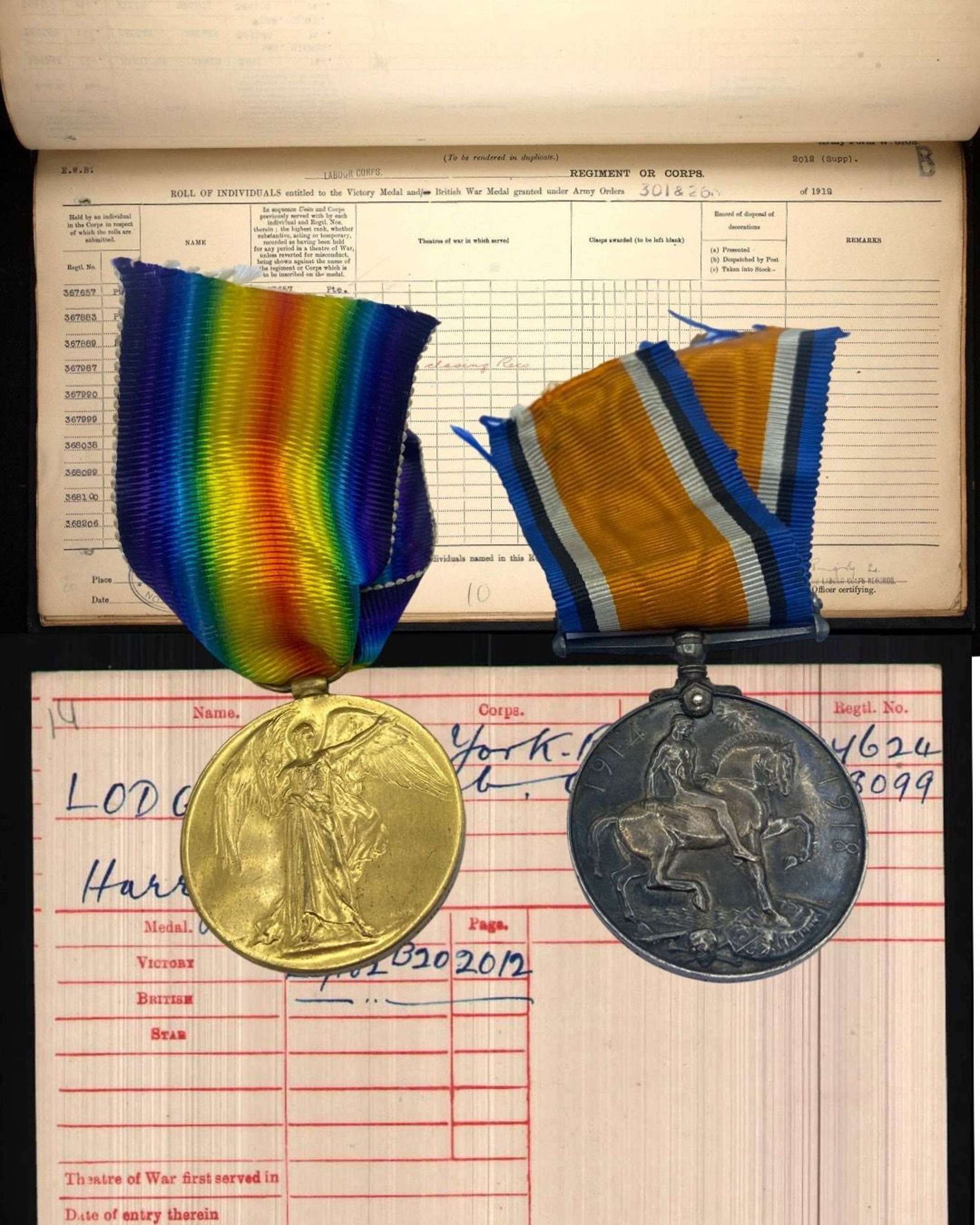 WW1 Victory & War Medal Duo To Pte H Lodge West Yorkshire Regiment