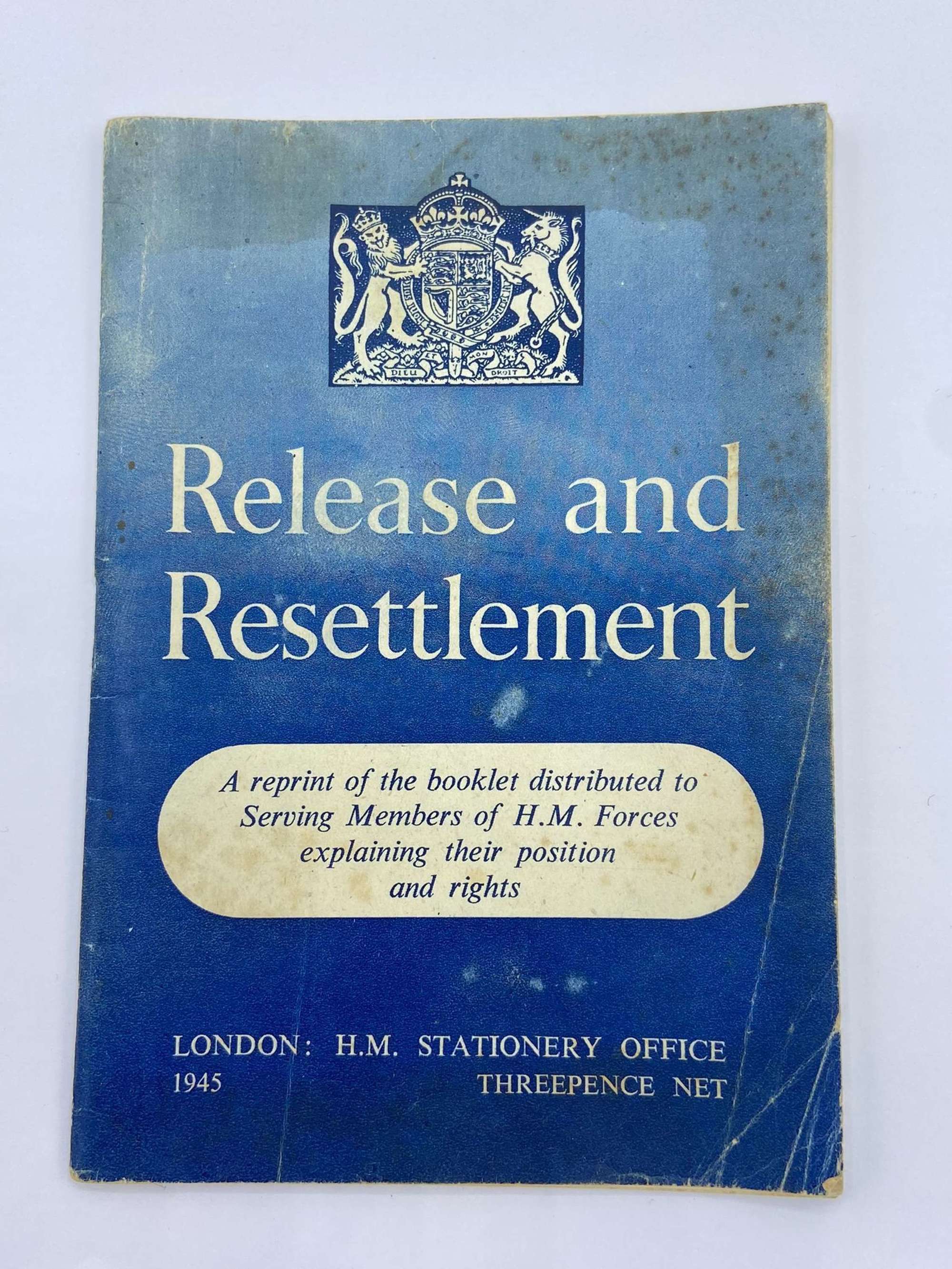 WW2 British H.M Forces Release And Resettlement Booklet Dated 1945