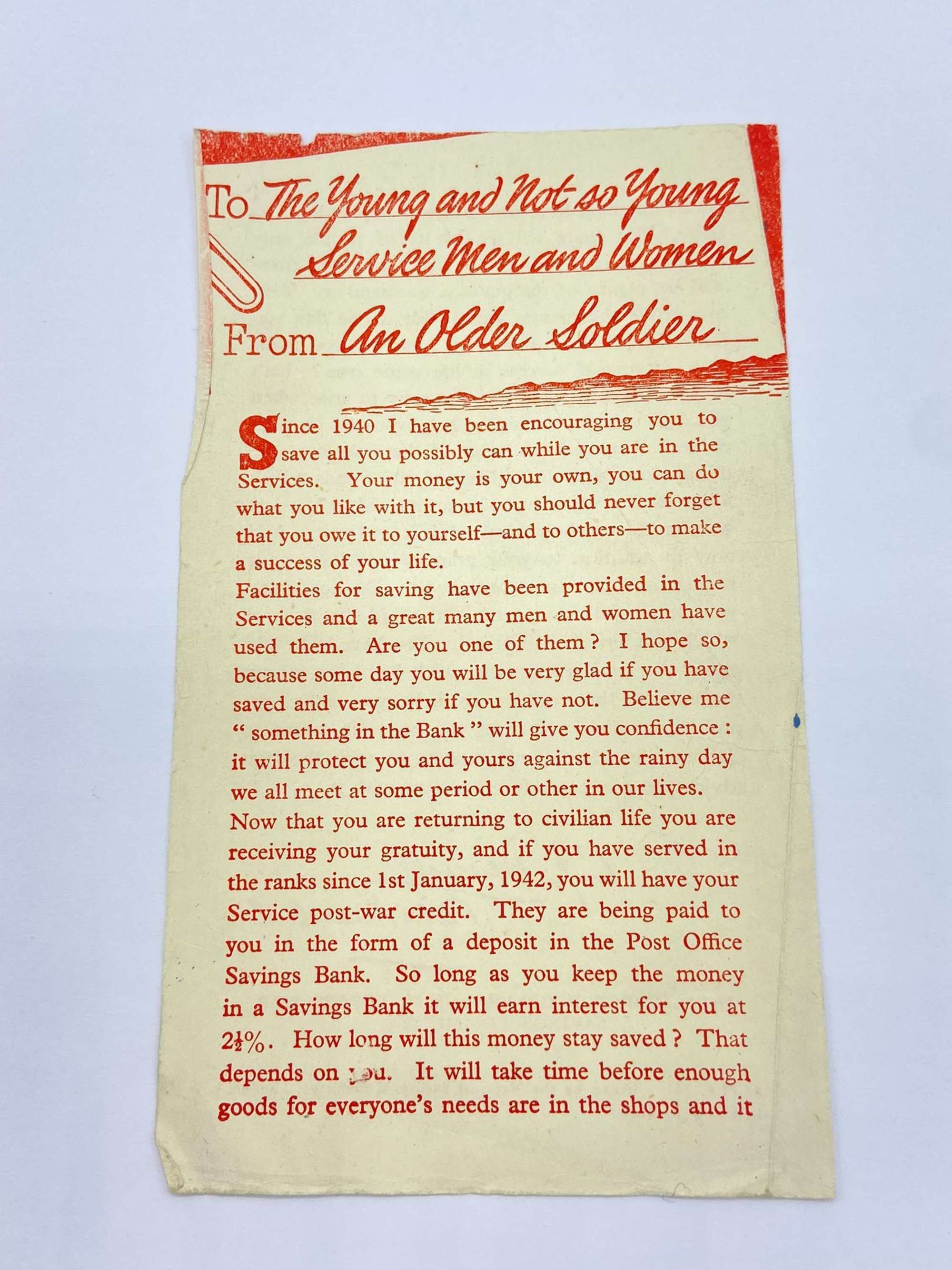 WW2 British National Savings Committee Advertising Leaflet