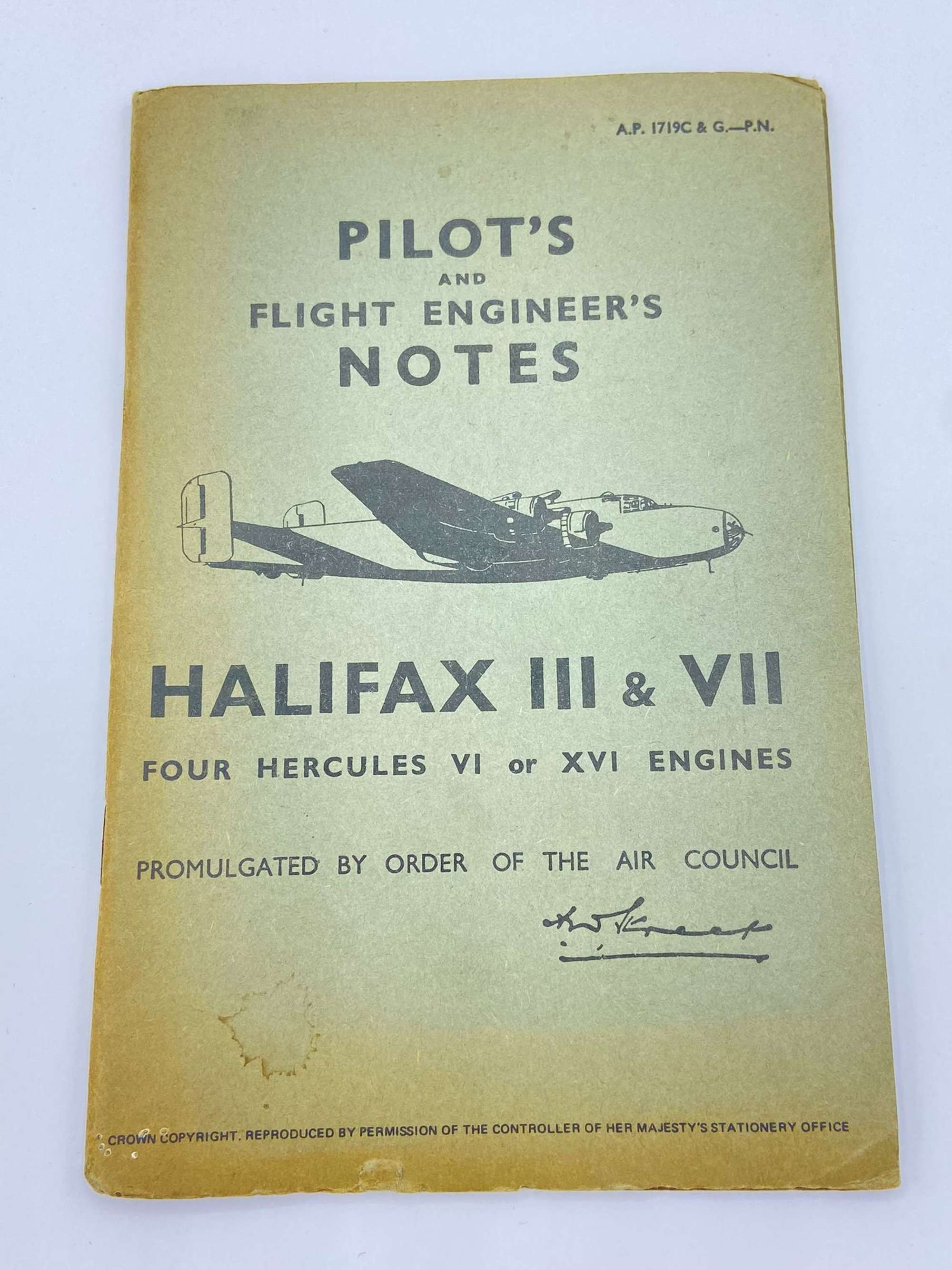 WW2 1944 Pilots Notes & Flight Engineers Notes On The Halifax III