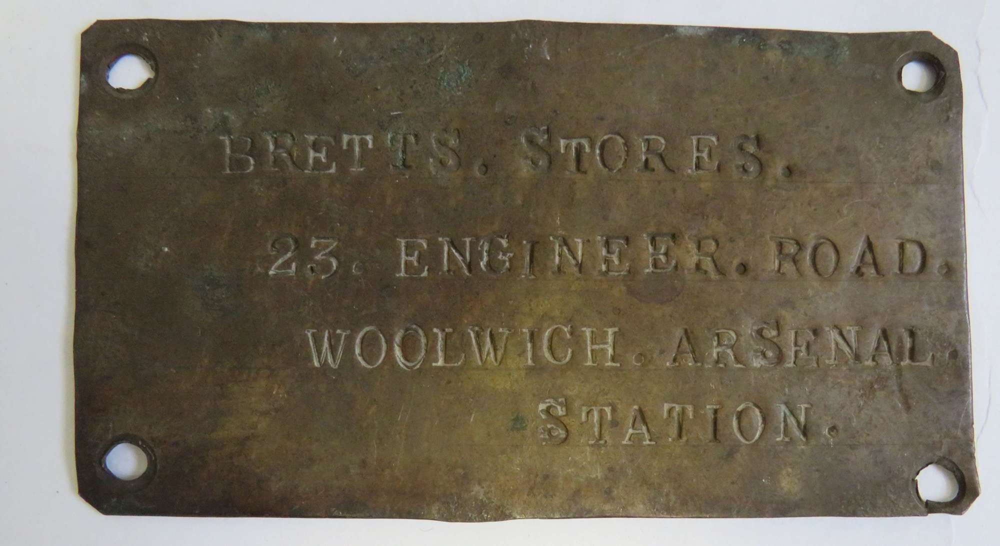 Woolwich Arsenal Brass Name Plate