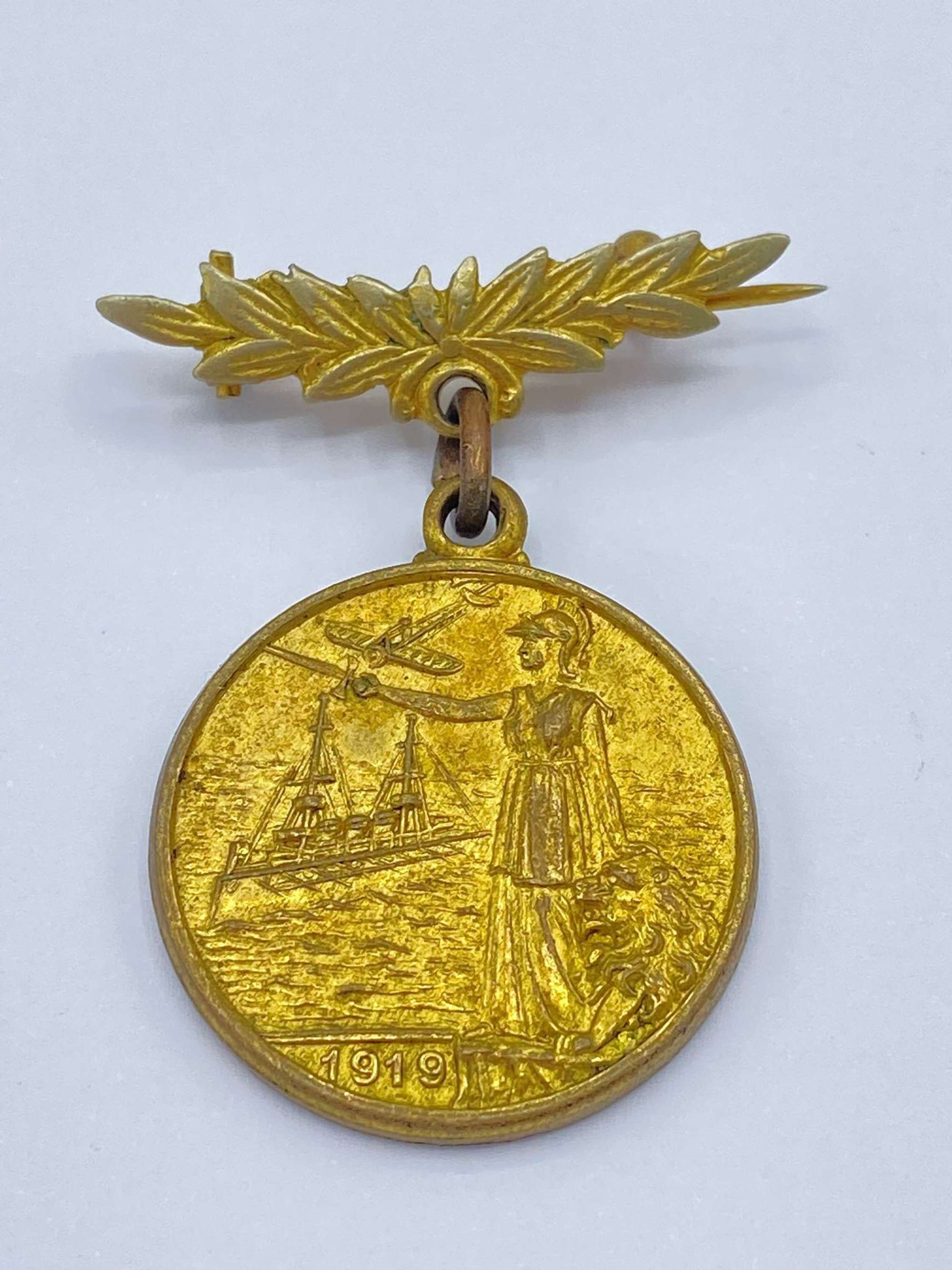 WW1 British Army & Civilian Peace Commemorative 1919 Medal & Reef Bar