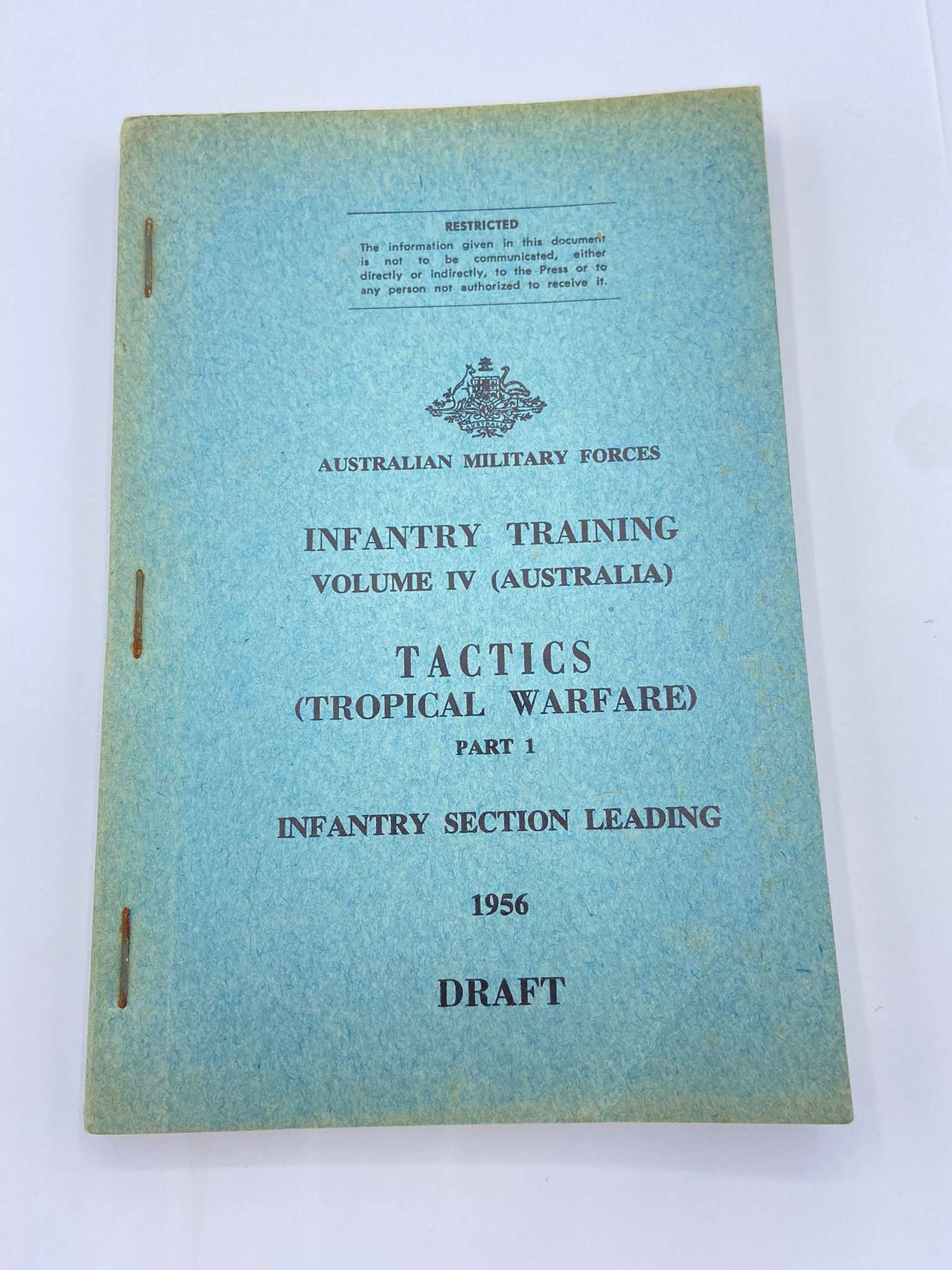 WW2 Australian Infantry Training Tactics Tropical Warfare Pamphlet