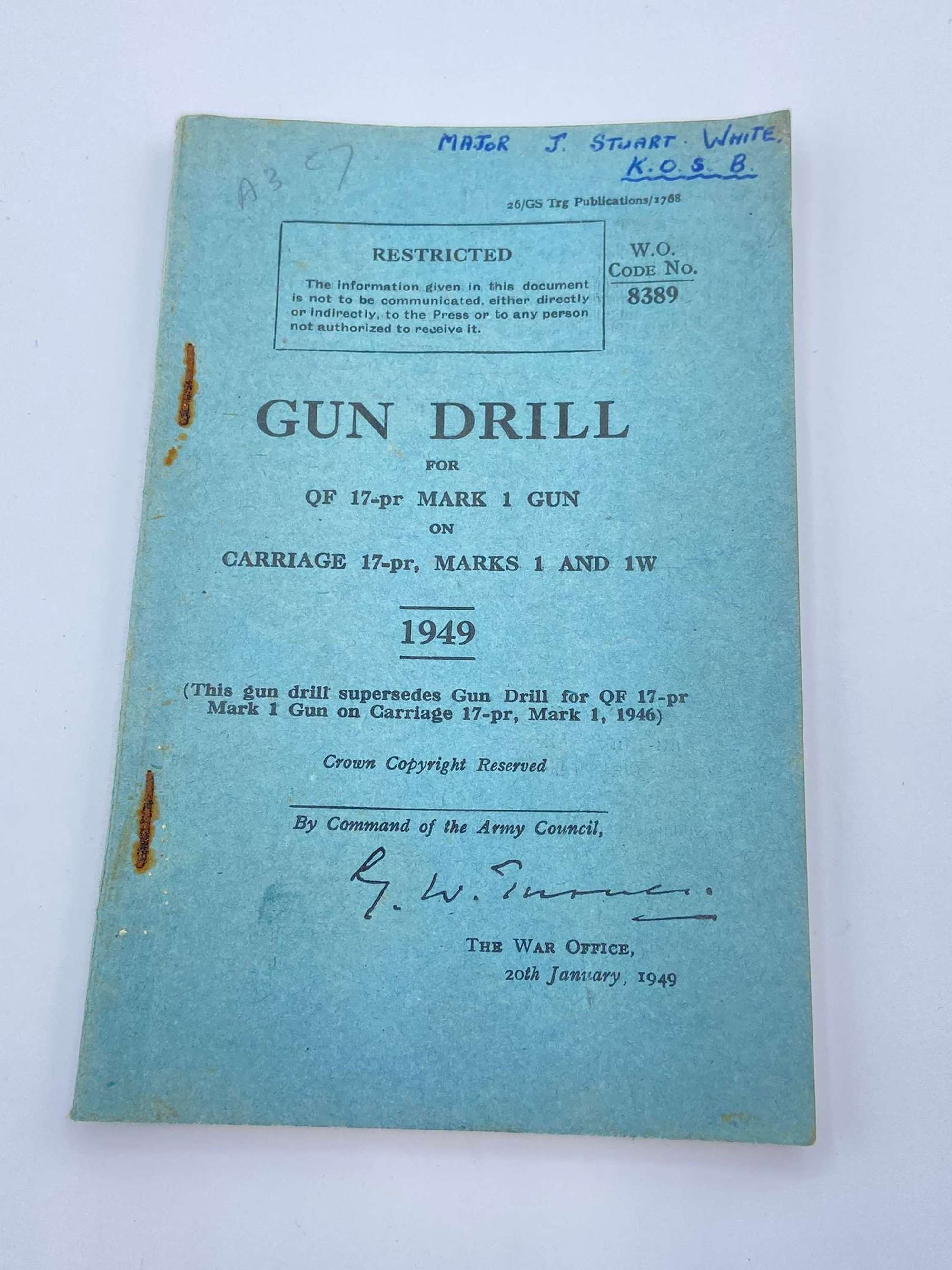 WW2 Gun Drill For QF 17 Pounder Mark 1 Gun & Carriages 1949 Pamphlet
