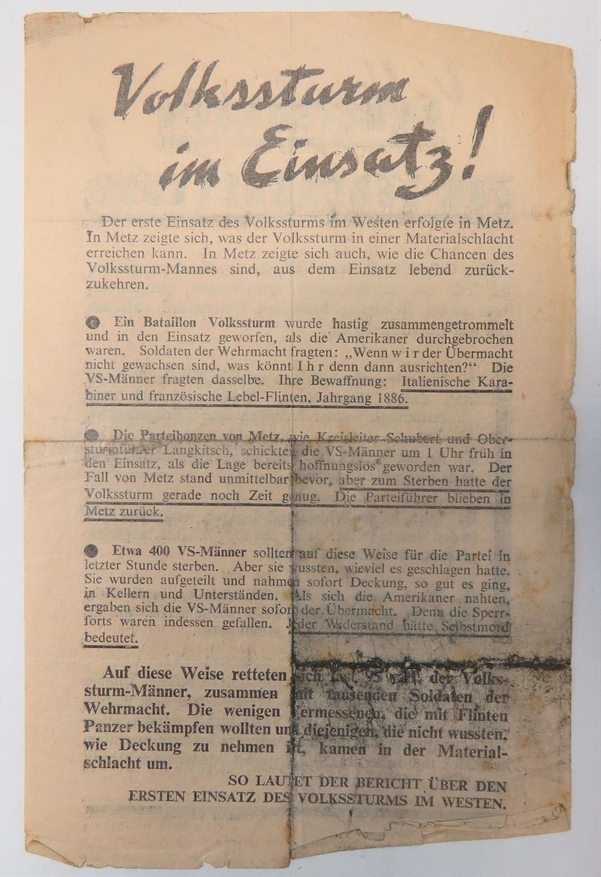 WW 2 Air Dropped German Propaganda Leaflet WG27