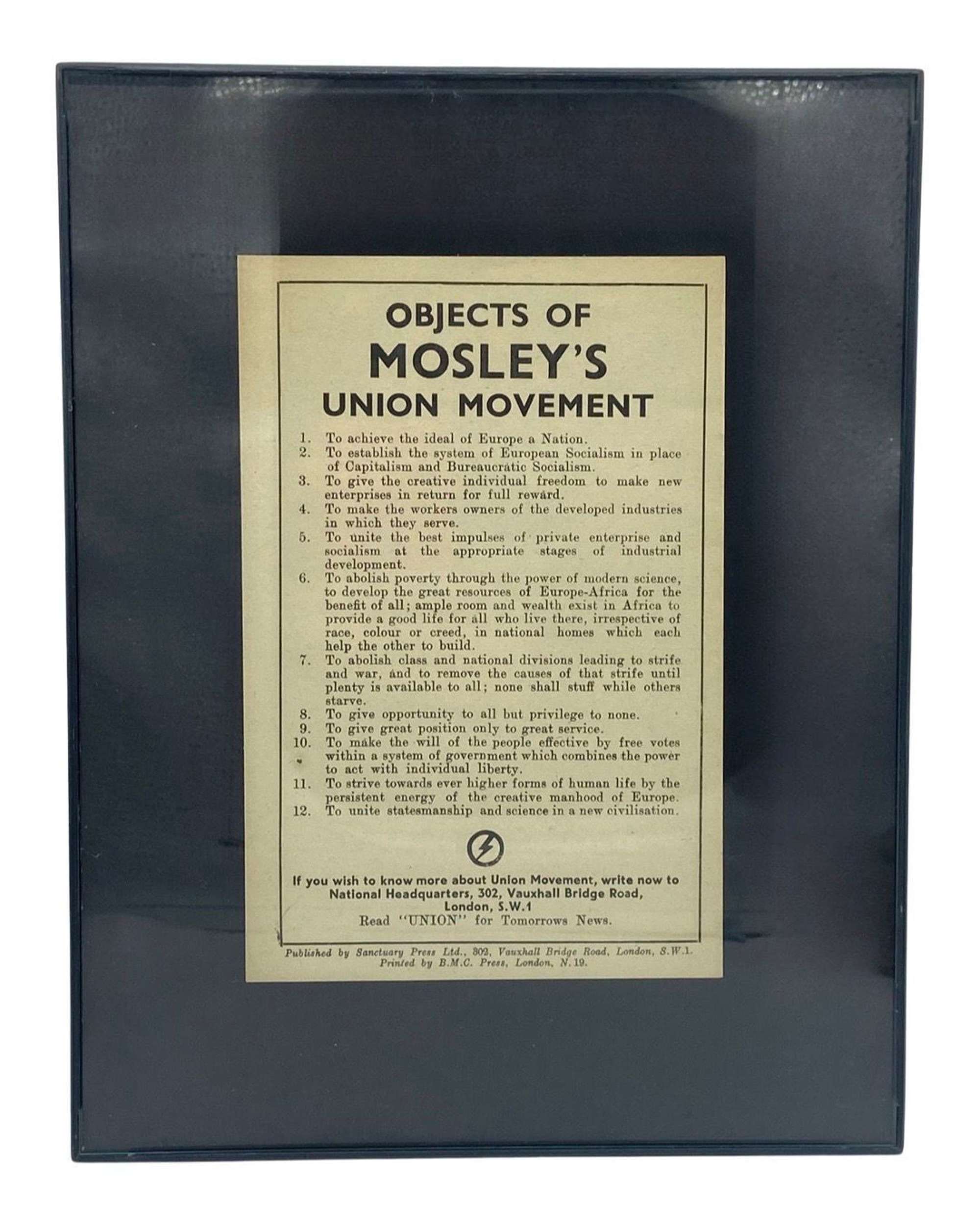 Post WW2 Late 1940s Objects To Oswald Mosley’s Union Movement Poster