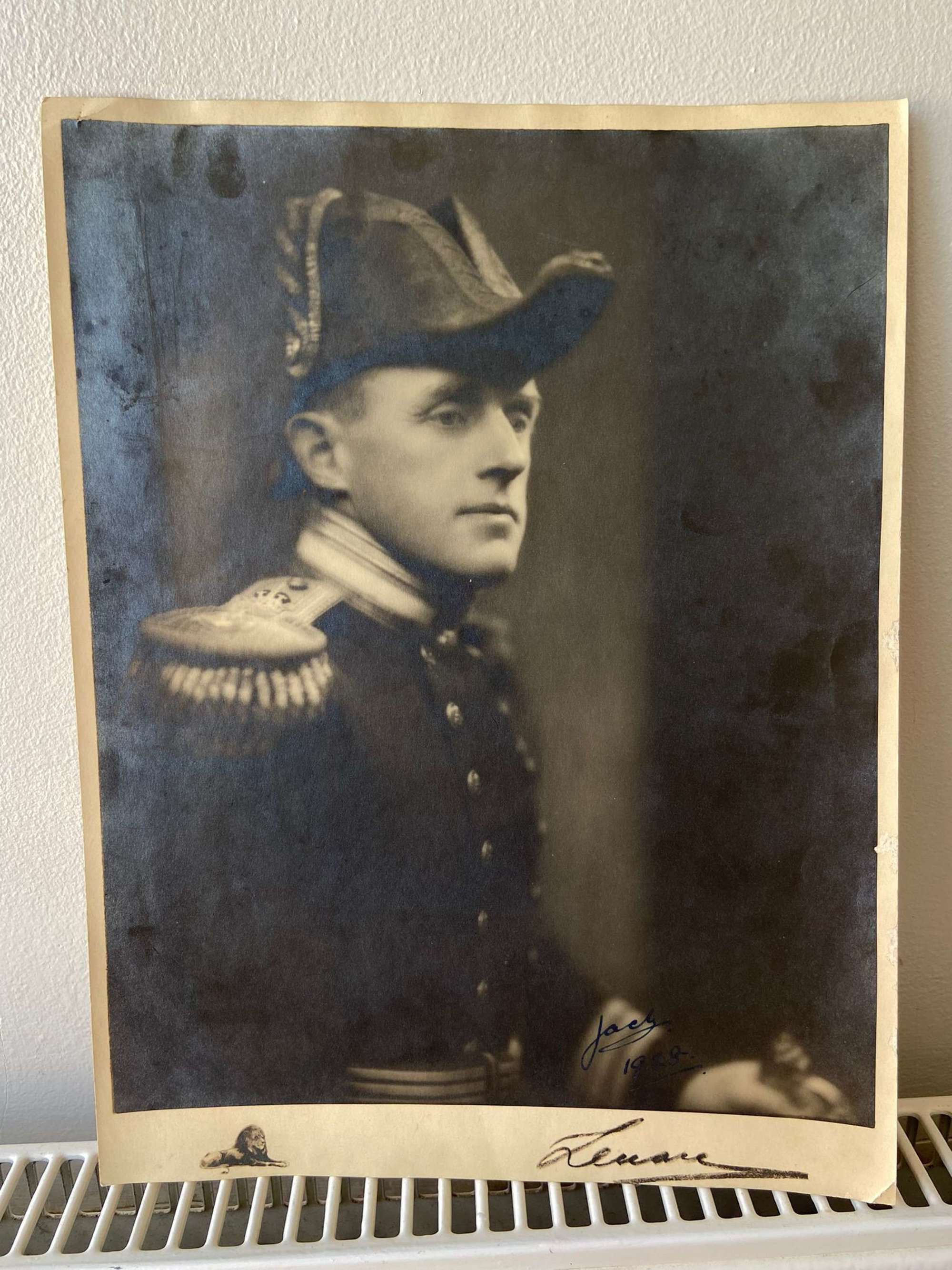 Pre WW2 Large Royal Navy Officer In Full Dress Portrait Photograph