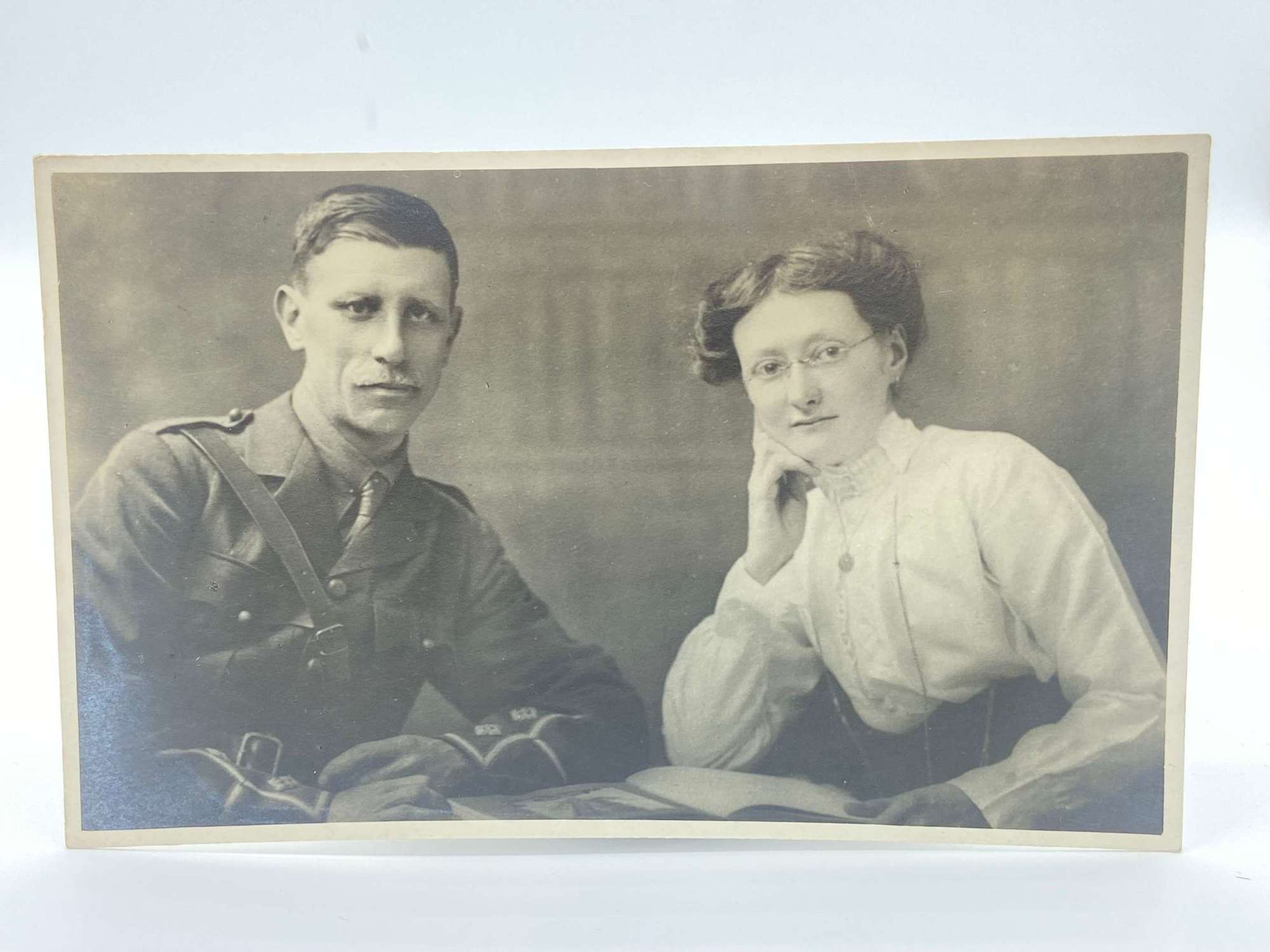 WW1 British Lieutenant & Sweetheart In France Photo Postcard