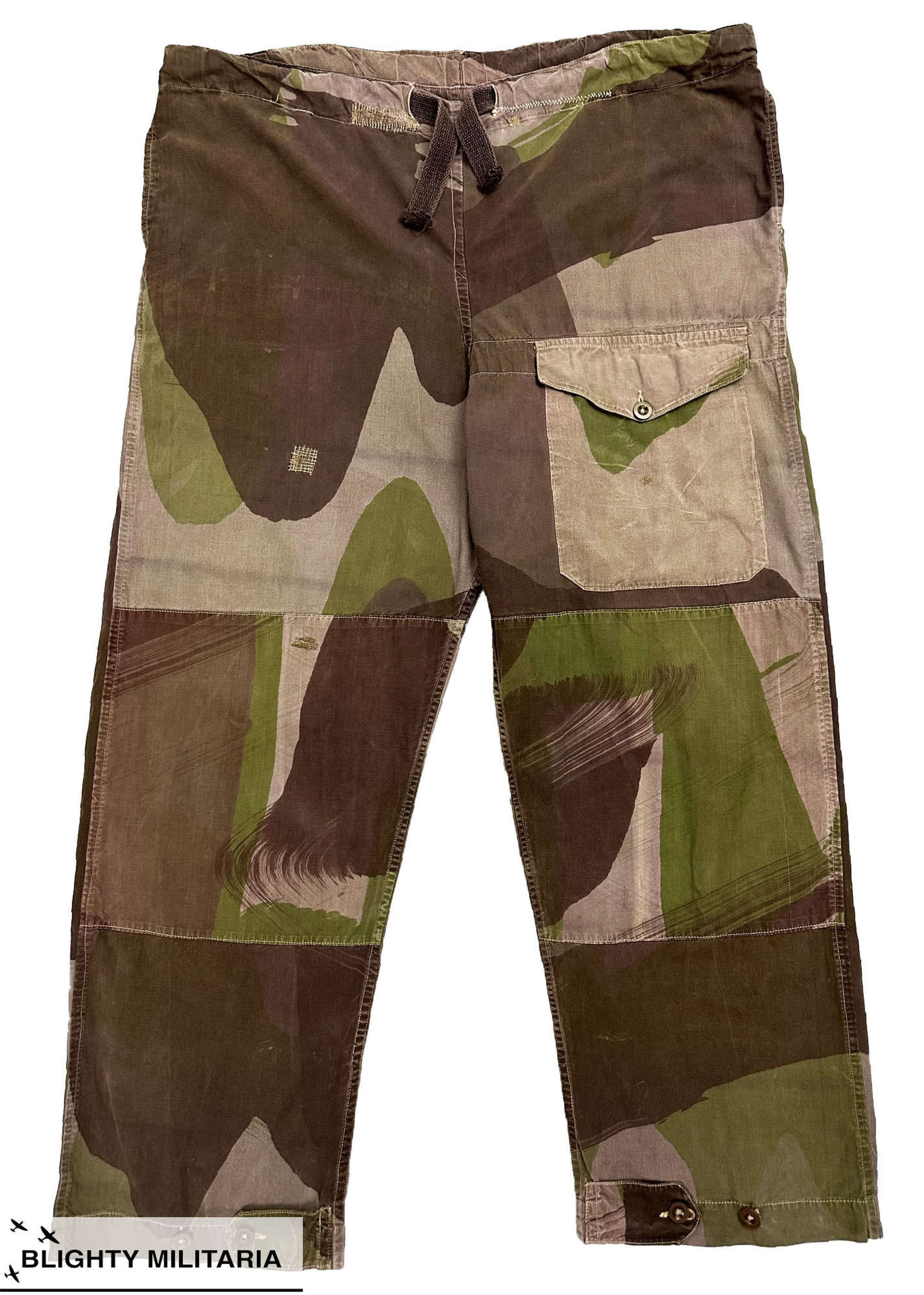 Original 1943 Dated British Army Camouflage Windproof Trousers Size 6
