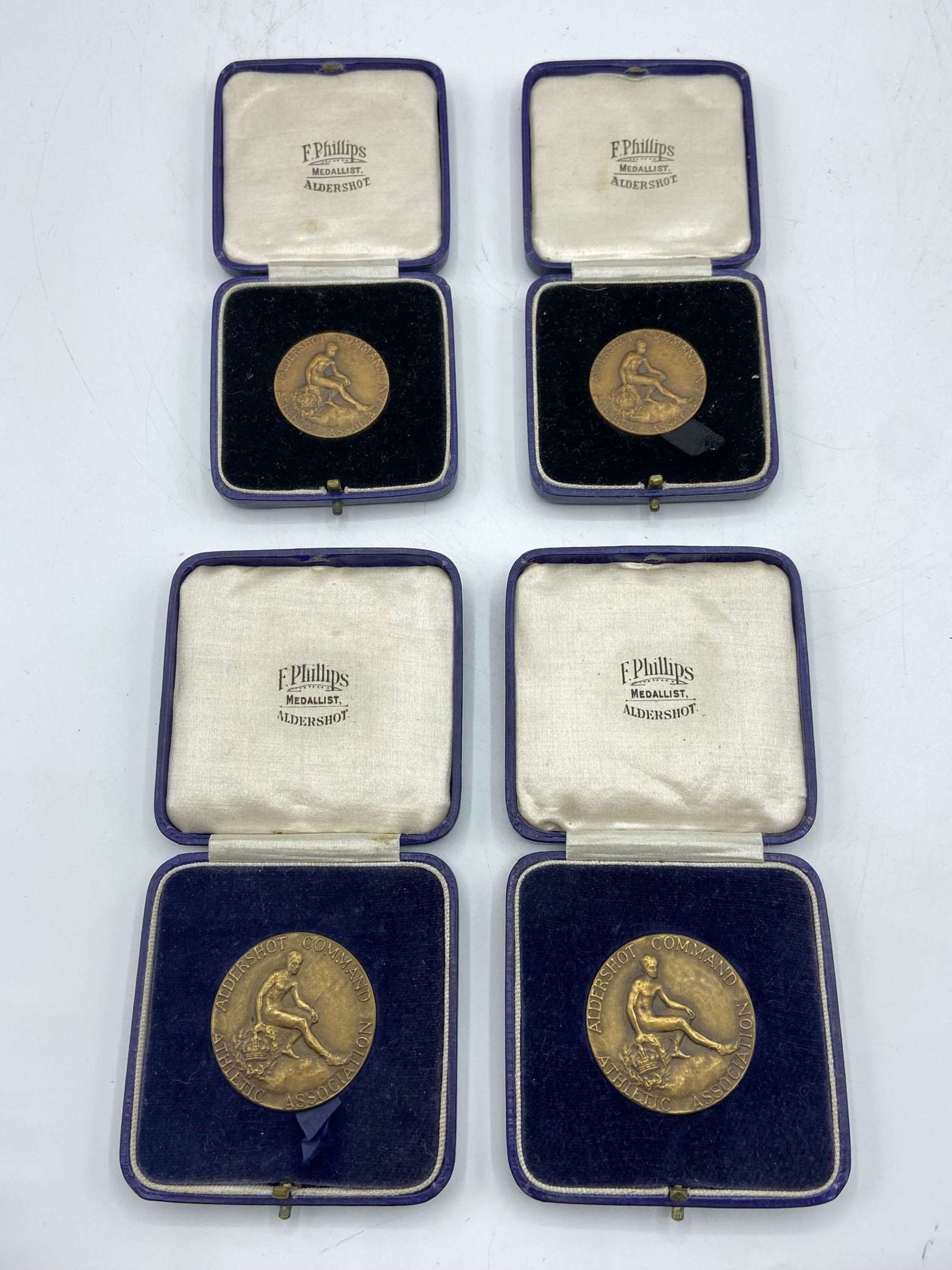 Pre WW2 Aldershot Command Athletic Association Medal Group Cases