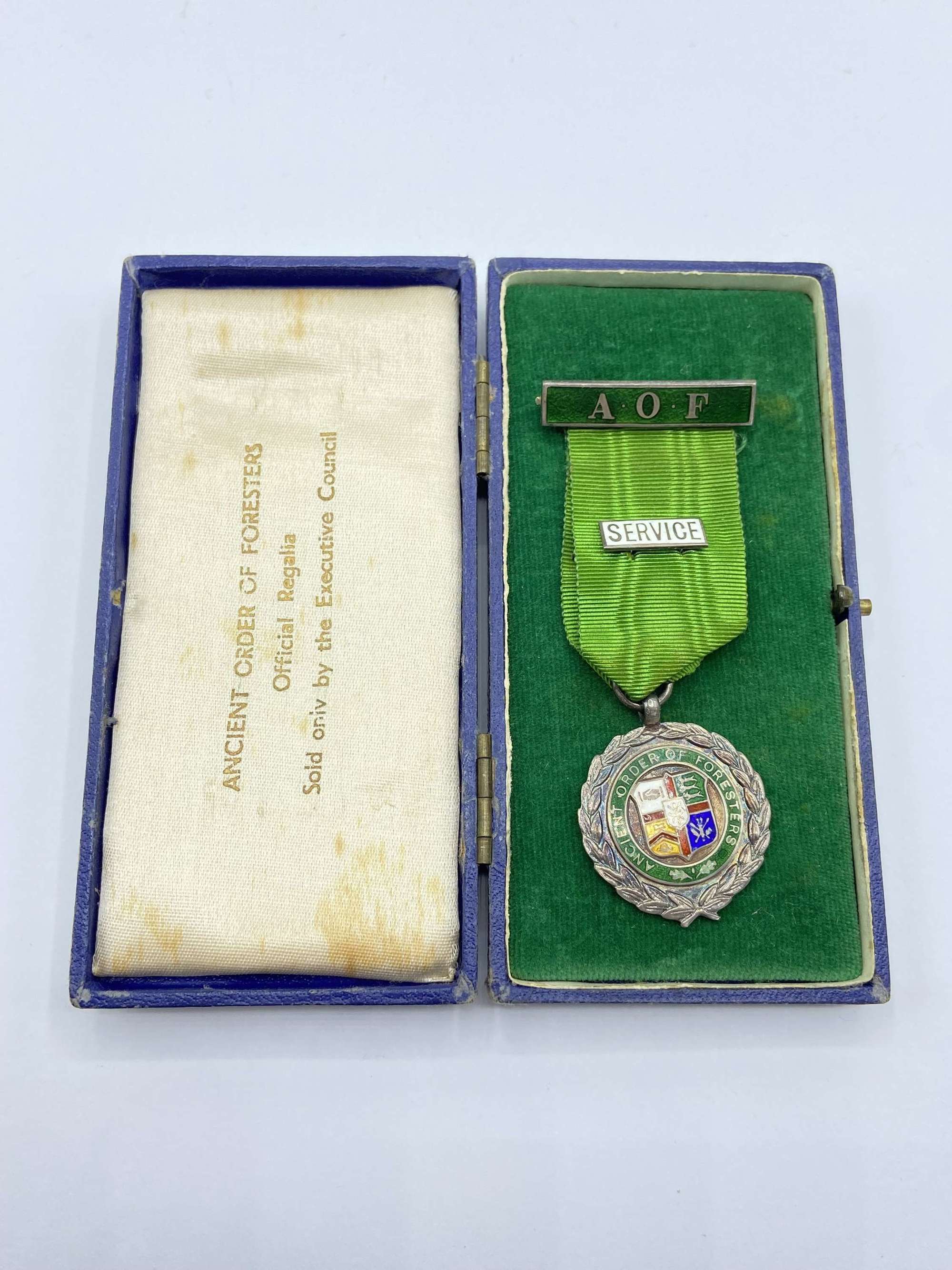 Vintage 1938 Ancient Order Of Foresters Exemplary Service Boxed Medal