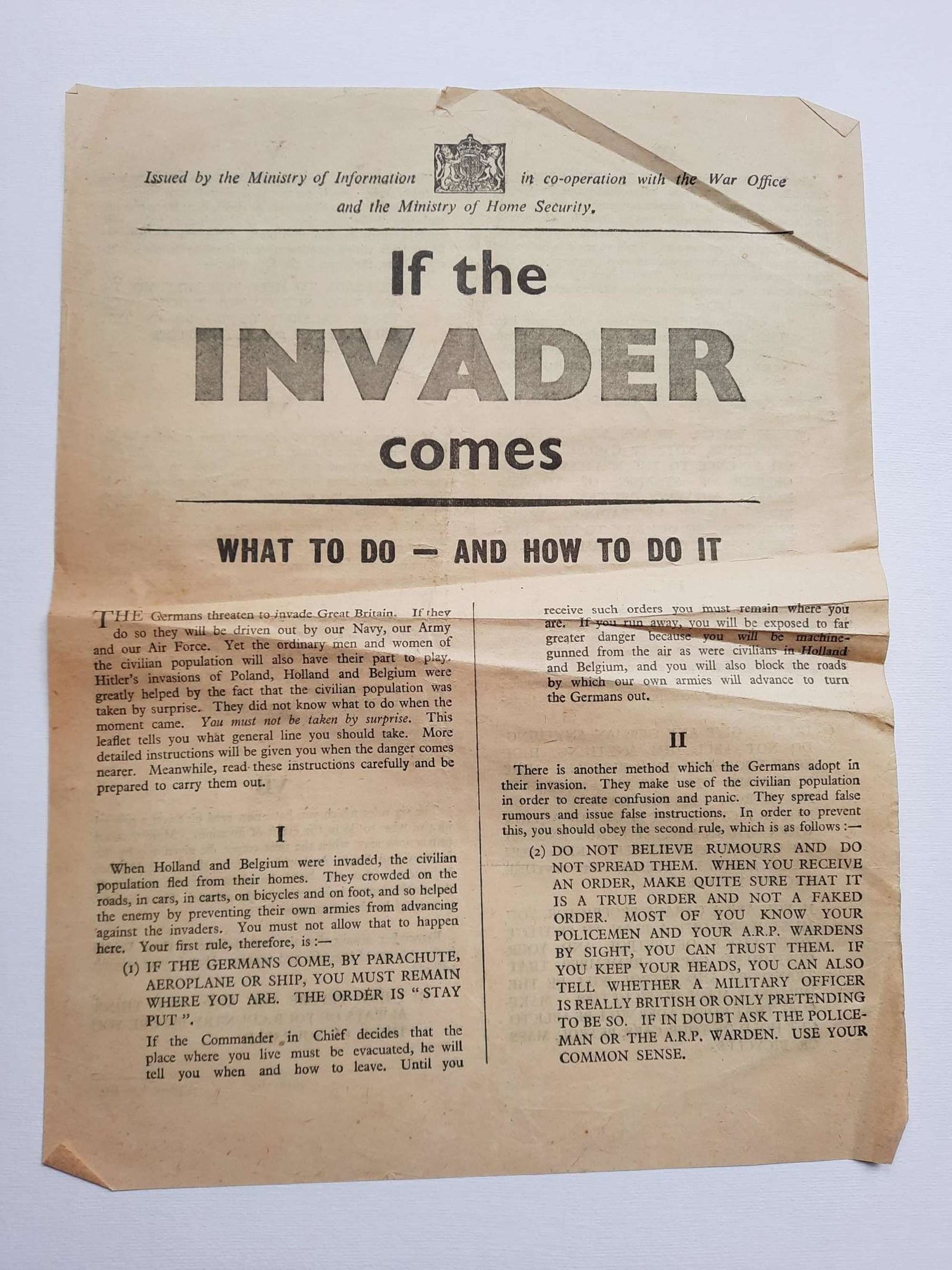 WW2 If The Invader Comes Leaflet