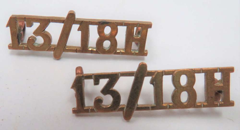 Pair of 13/18 Hussars Shoulder Titles