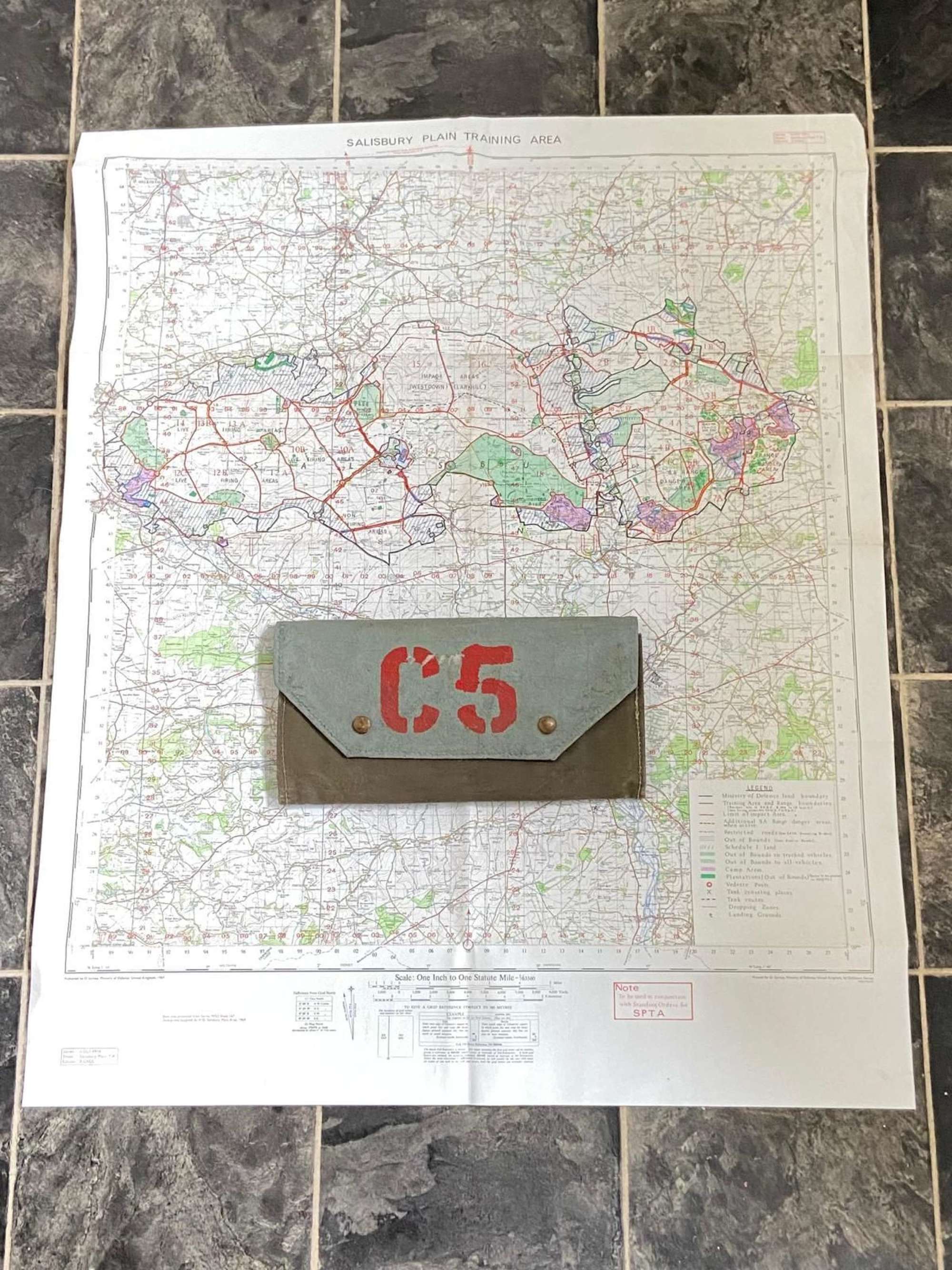 Post WW2 British Army Salisbury Training Area 1969 Map & Case