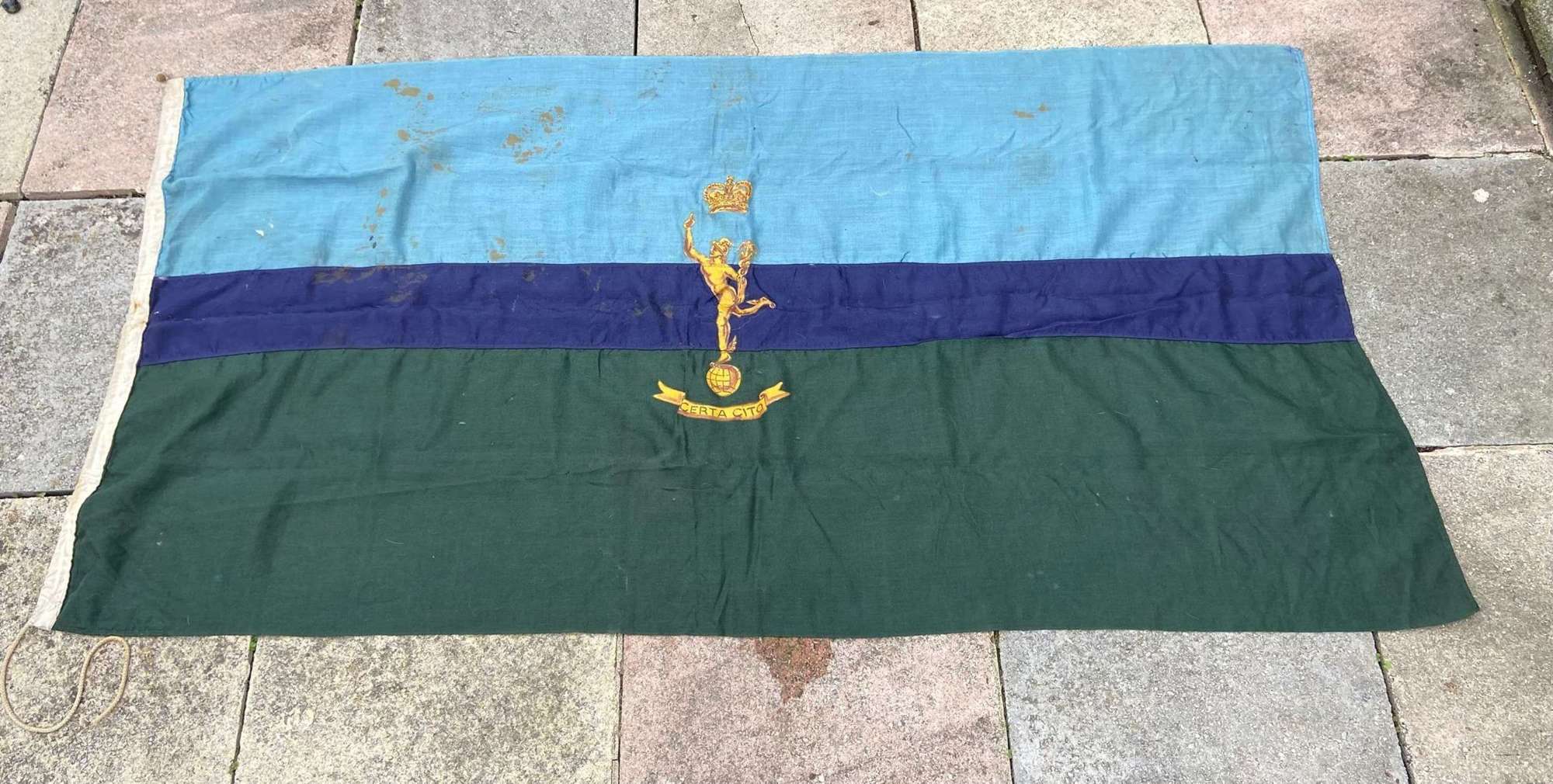 Large Early Post WW2 British Royal Corps Of Signals Regimental Flag