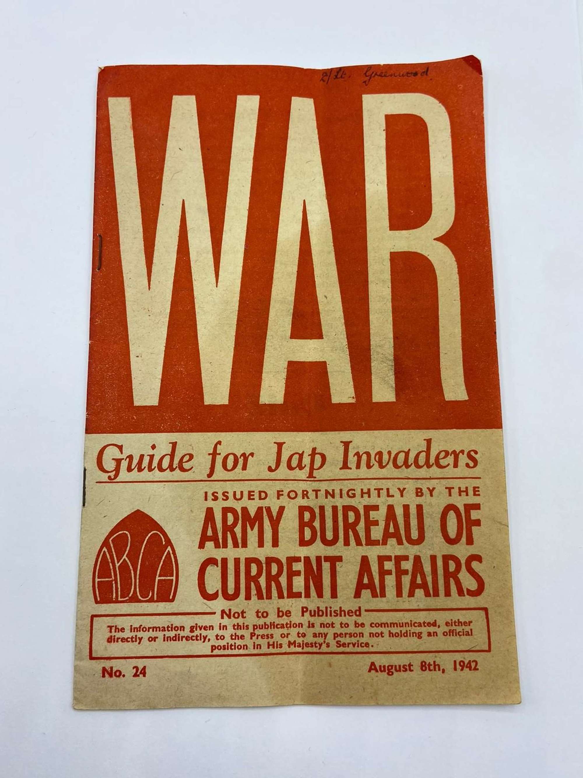 WW2 Army Bureau Of Current Affairs “Guide For Jap Invaders” 1942