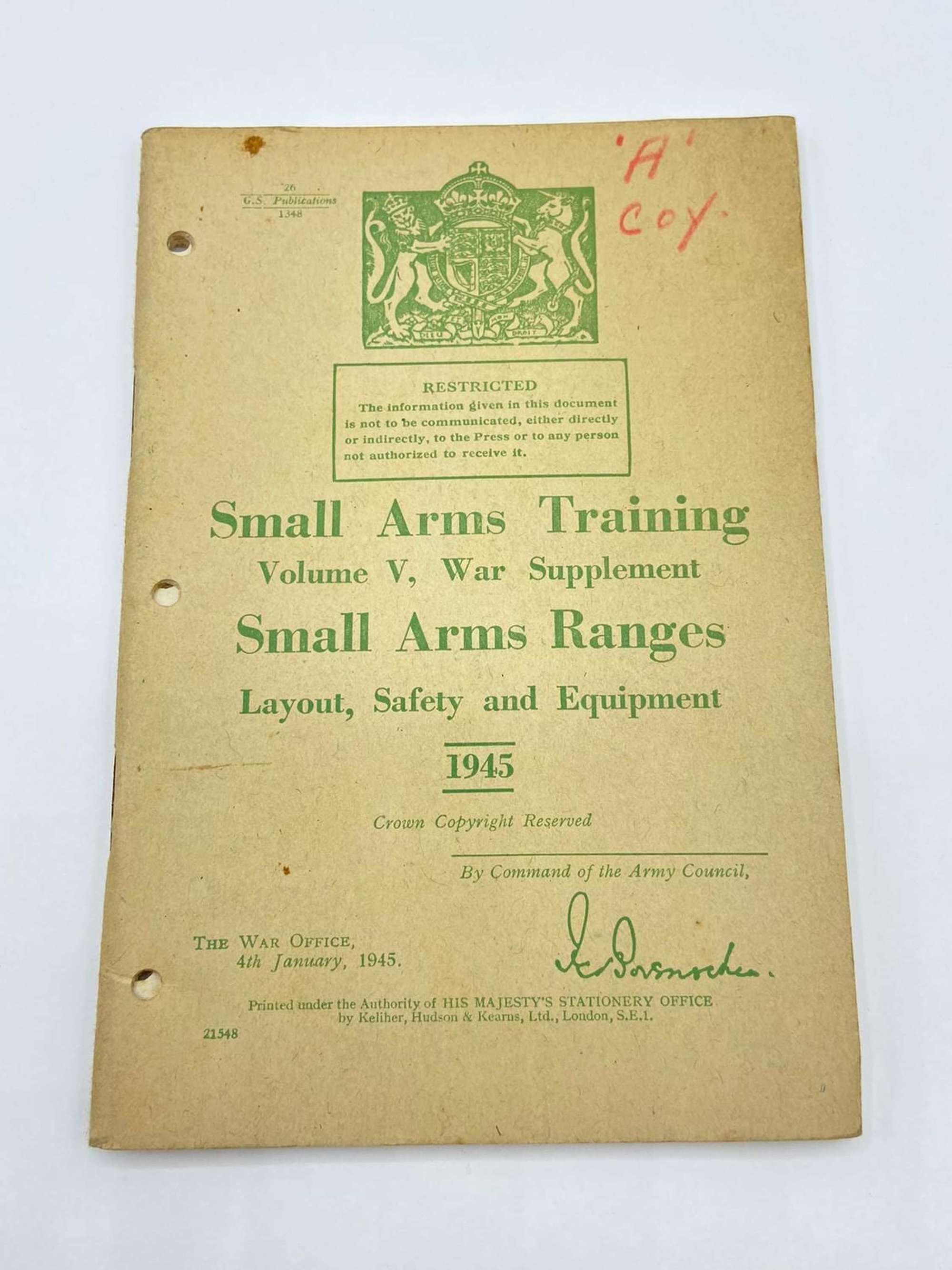 WW2 British Small Arms Ranges , Layouts, Safety & Equipment Pamphlet