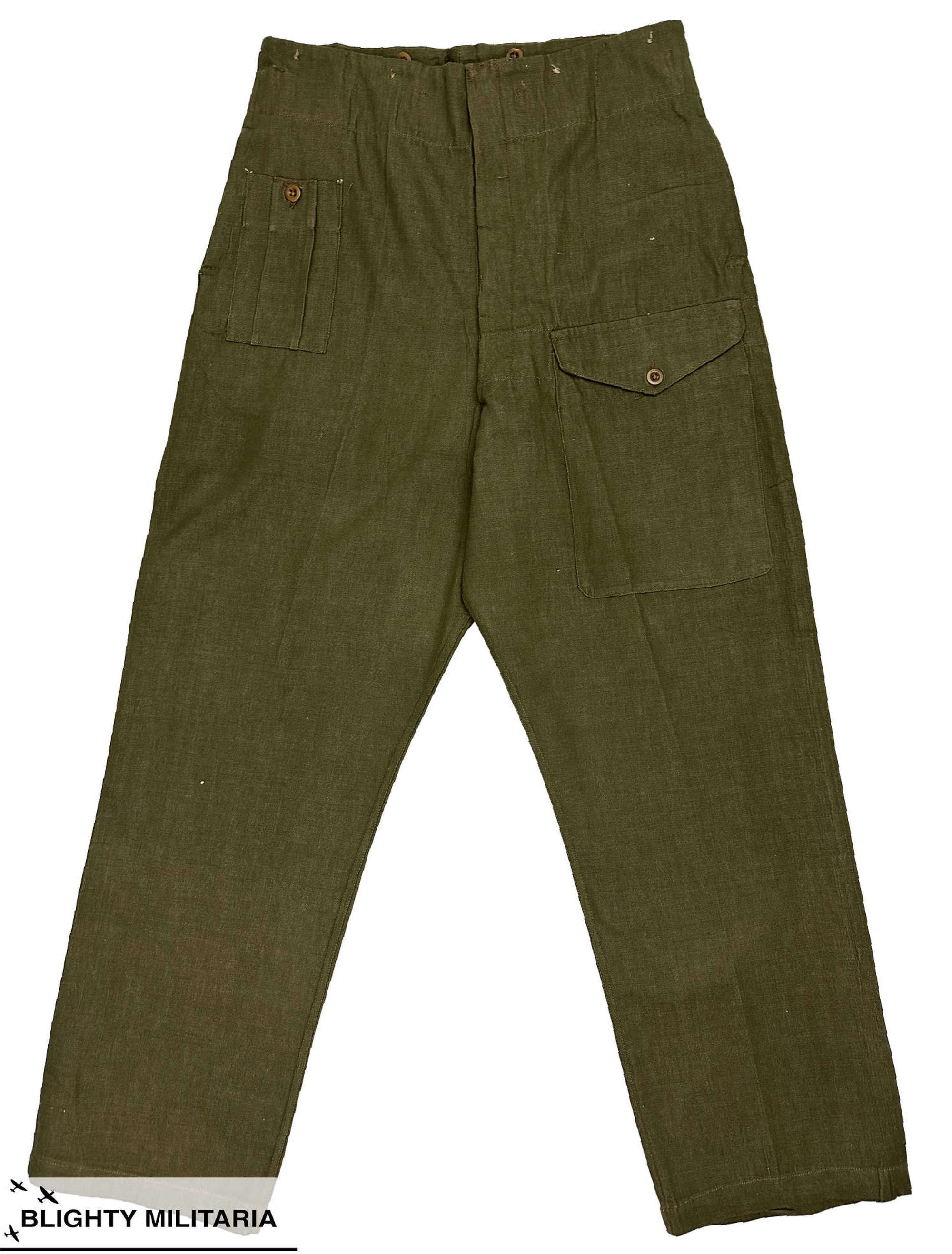 Original 1949 Dated British Denim Battledress Trousers - Size 11