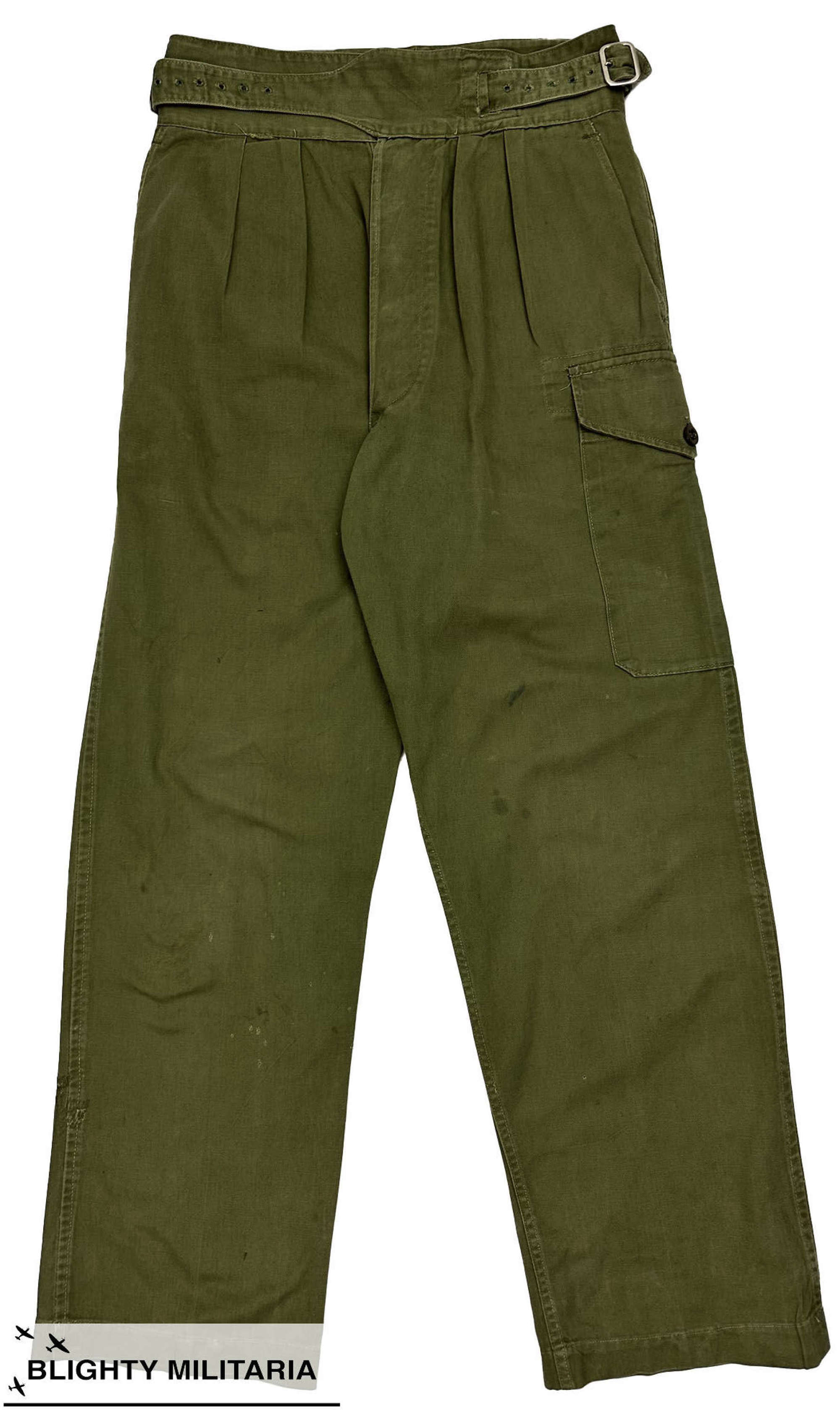 Original 1956 Dated British 1950 Pattern Jungle Green Trousers Size 7