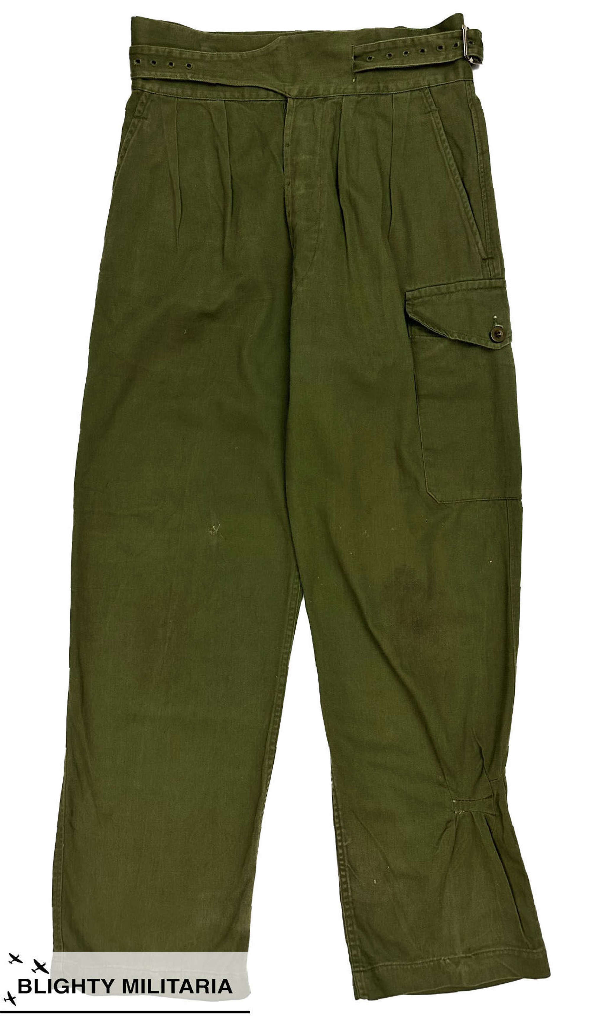 Original 1970s British 1950 Pattern Jungle Green Trousers - Size 31x31