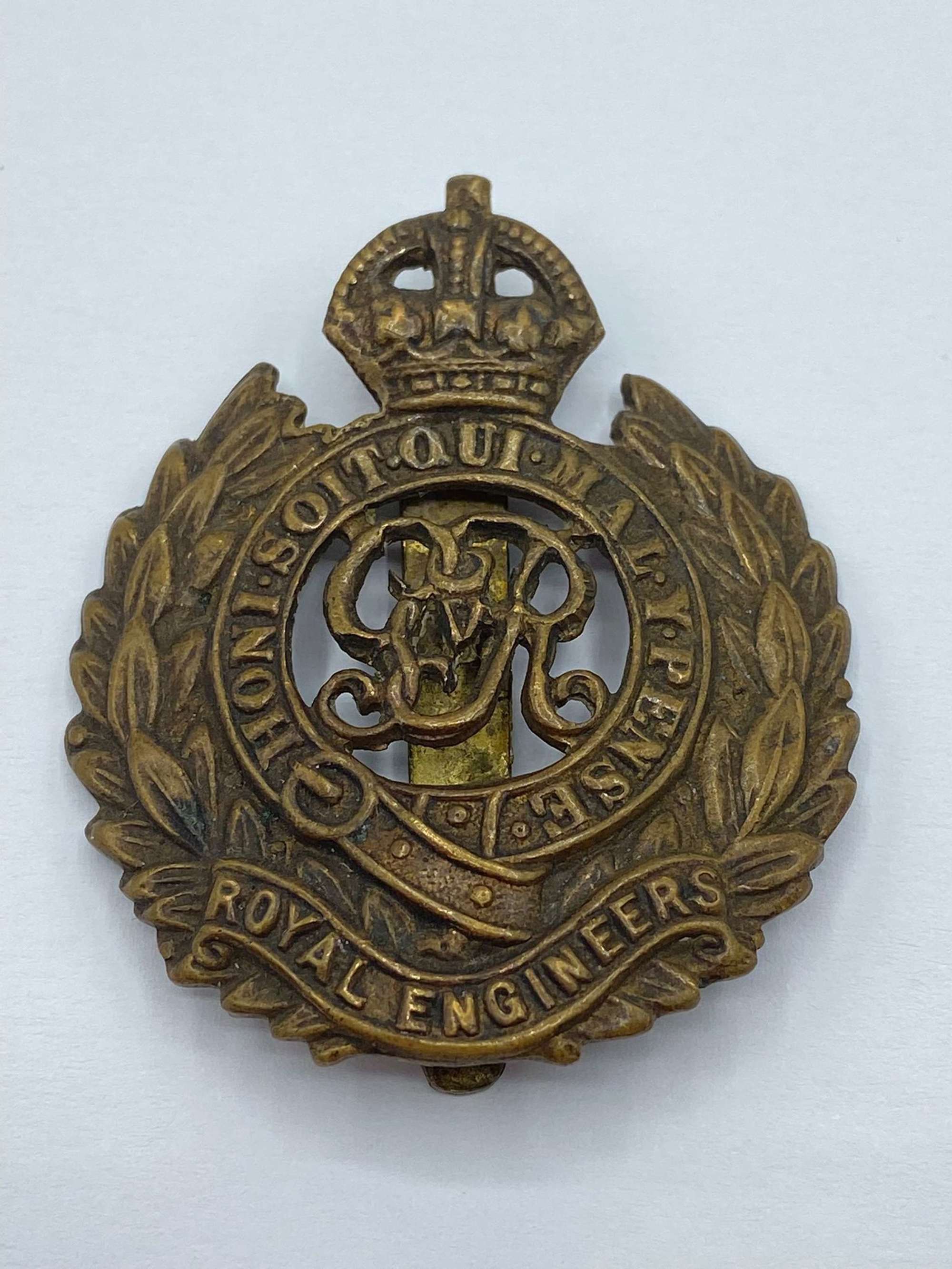 WW1 British Army Royal Engineers Corps (George V) Slider Cap Badge
