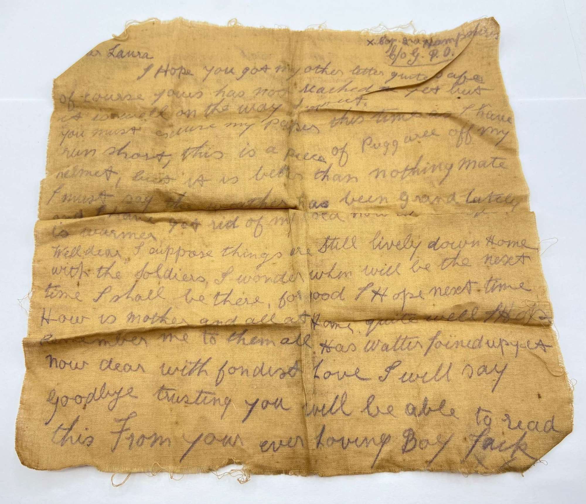 WW2 British Soldiers Letter Written On A Pagri 2nd Coy Hampshire