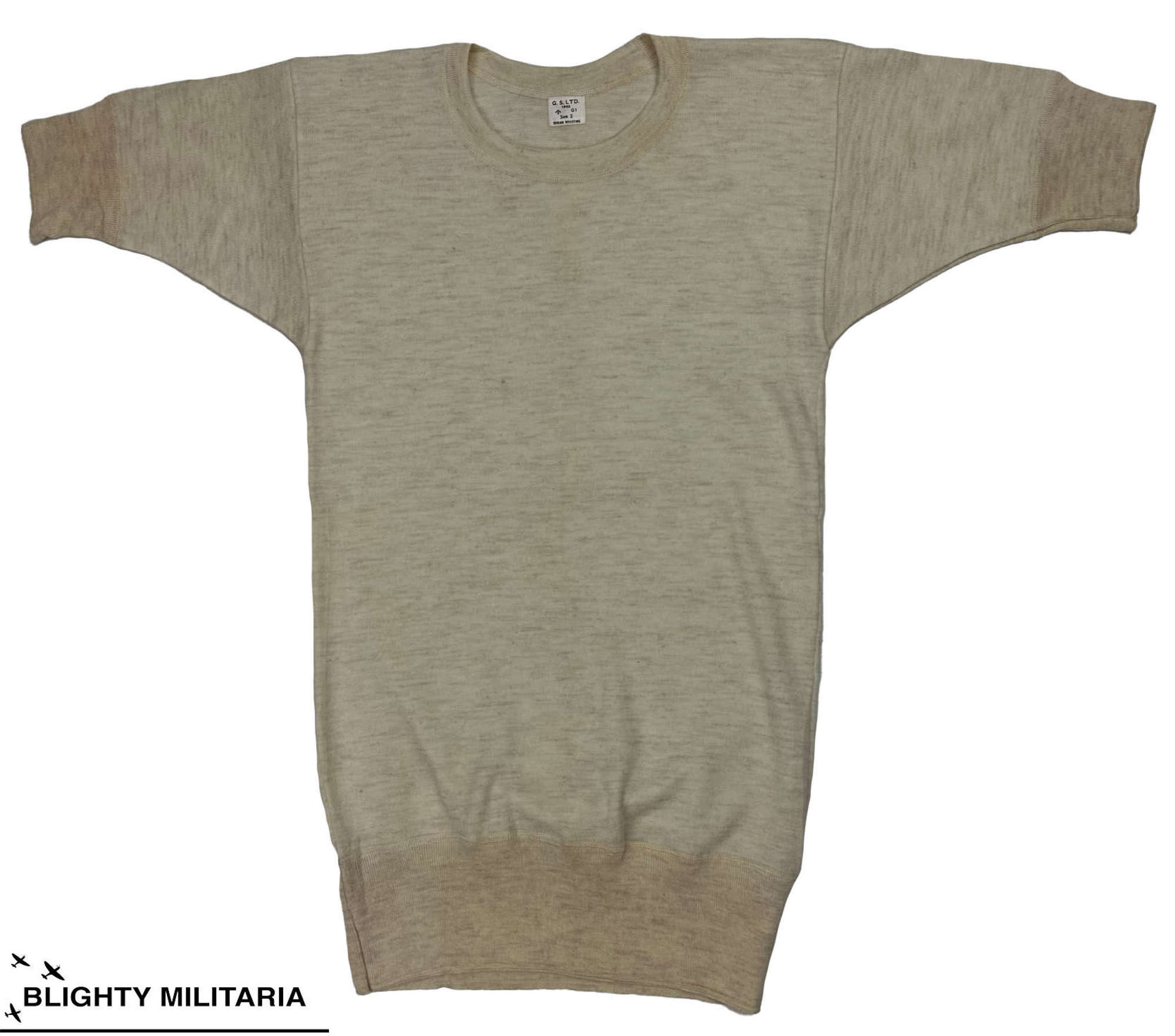 Original 1952 Dated British Army Wool Undershirt - Size 2 NOS