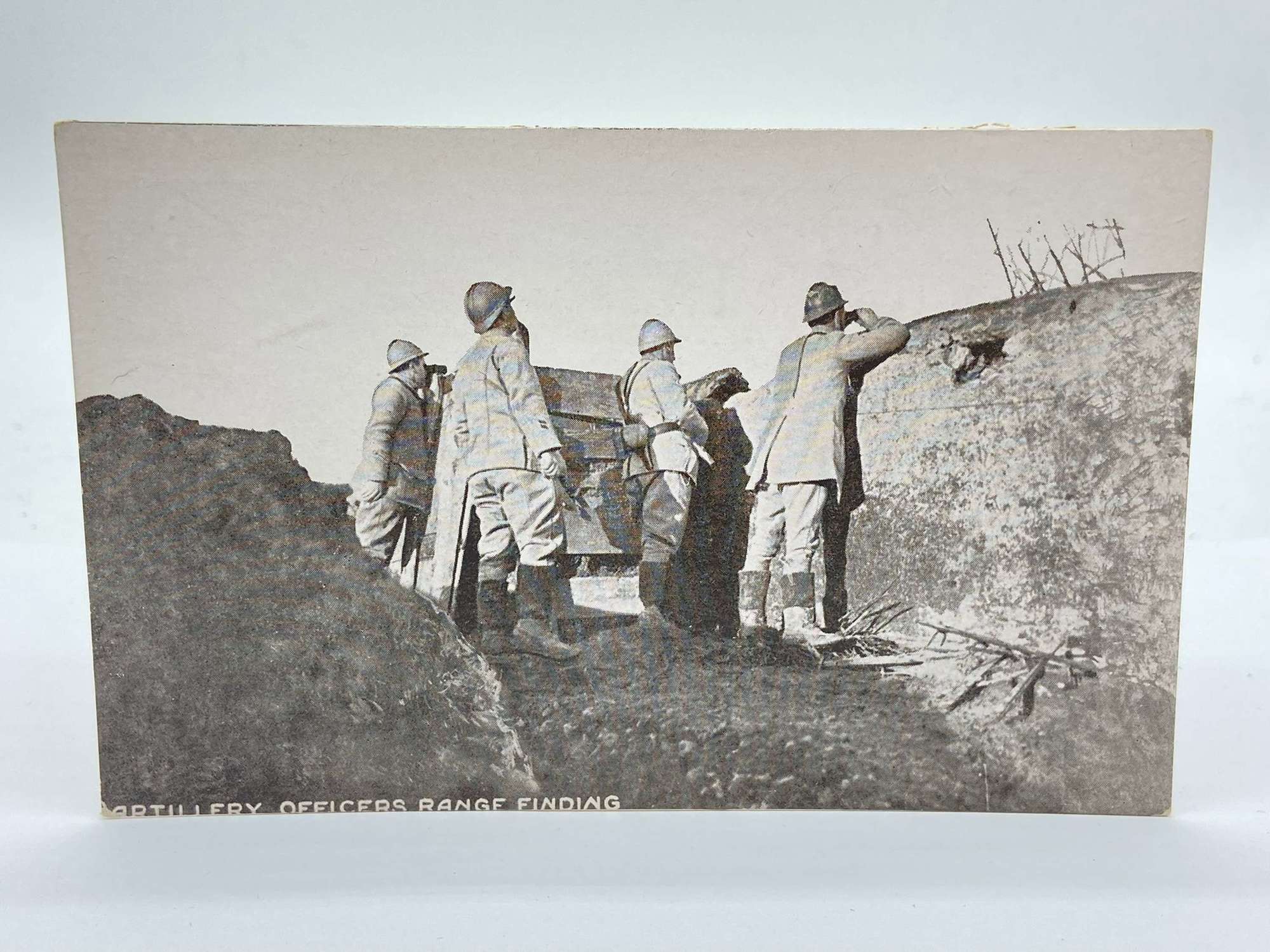 WW1 French Army Artillery Officers Range Finding Photographic Postcard