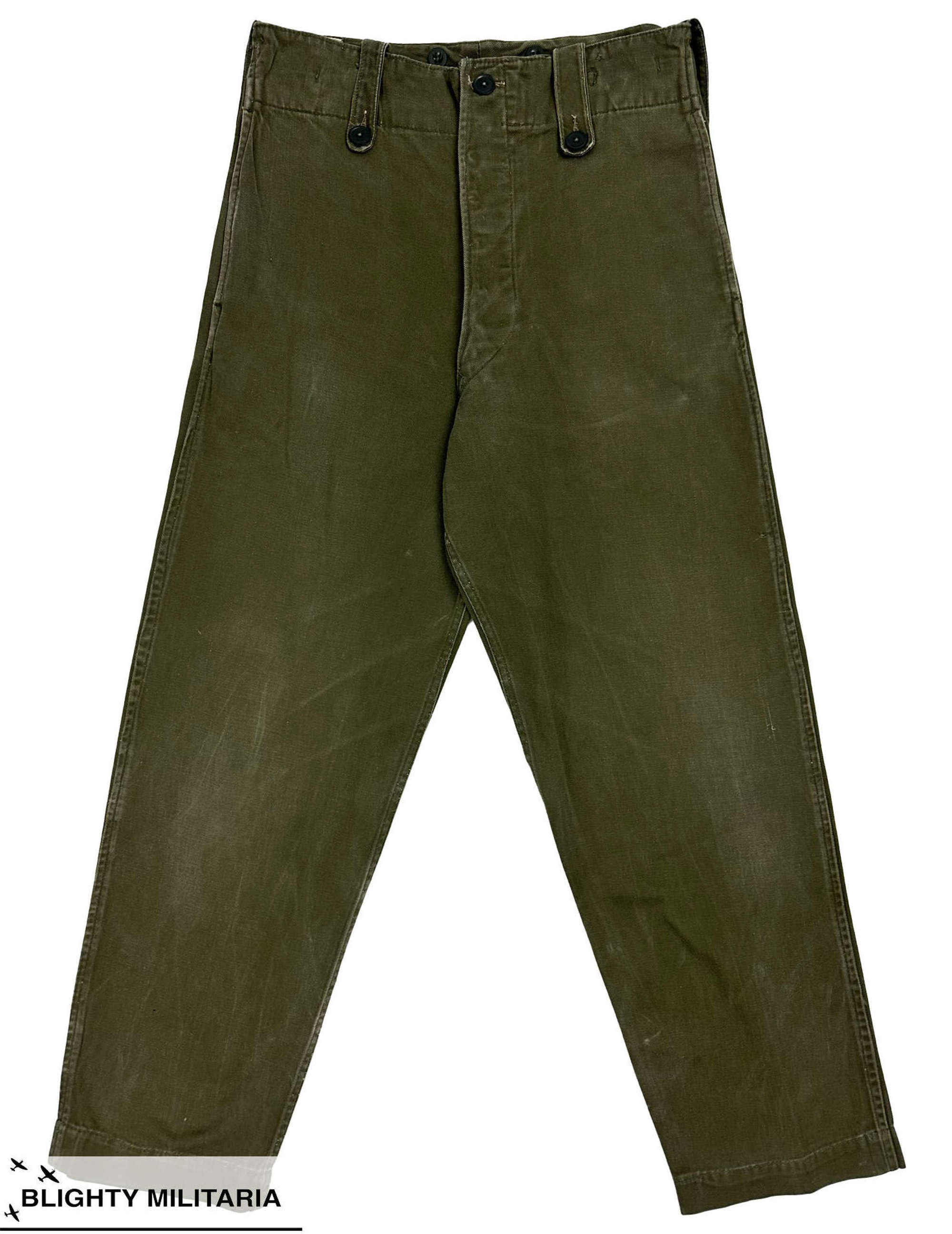 Original 1964 Dated British Army Overall Green Trousers - Size 2 32x29