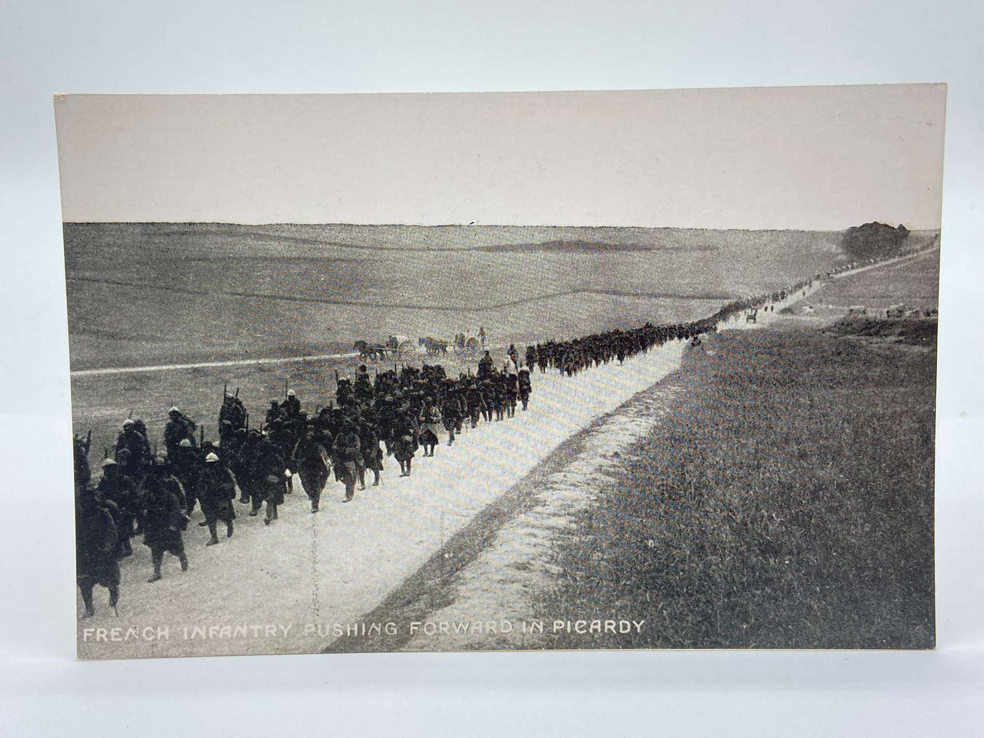 WW1 French Infantry Pushing Forward In Picardy Photographic Postcard