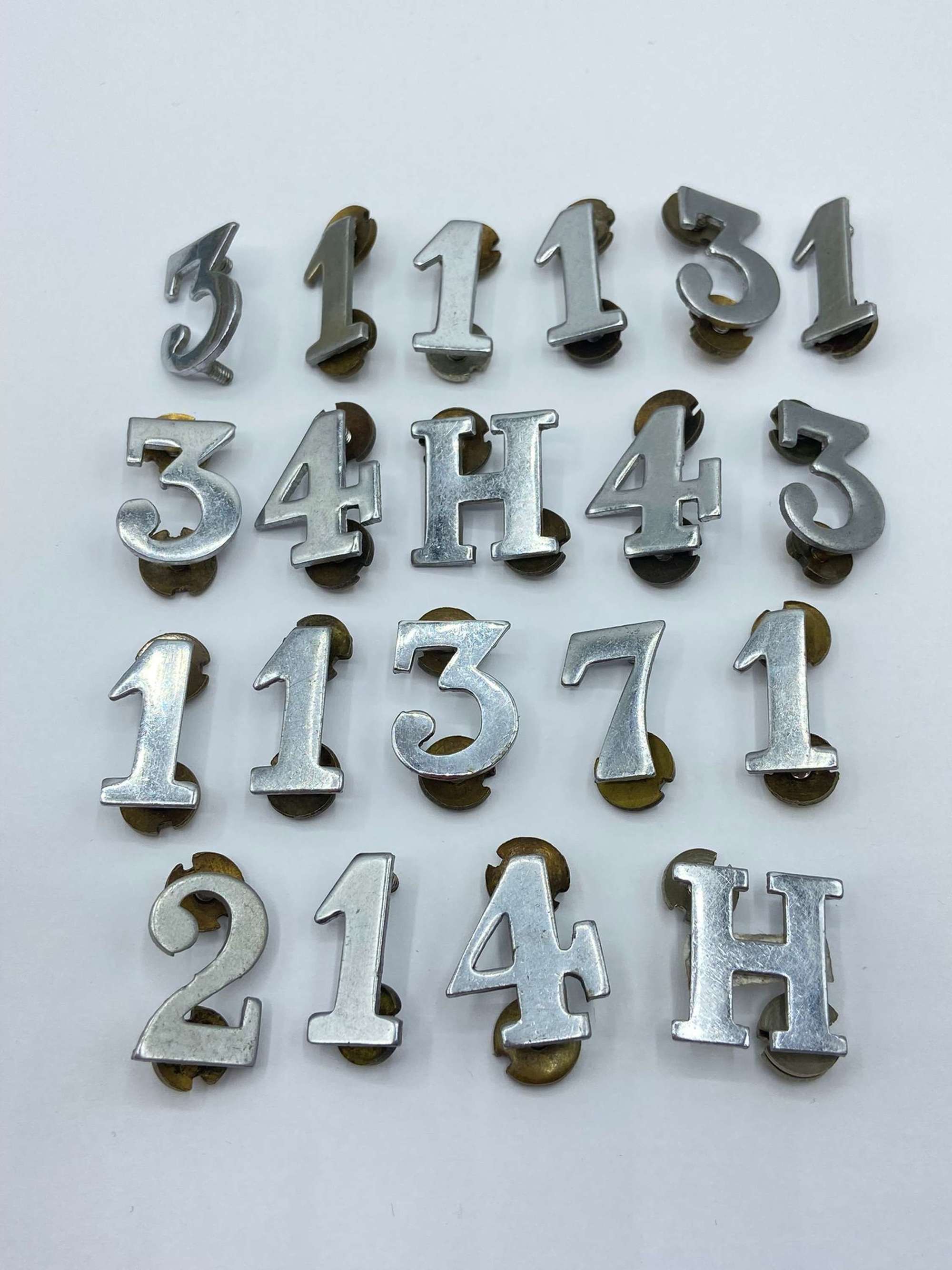 Post WW2 British Police Constable Number & Letter Insignia Badges