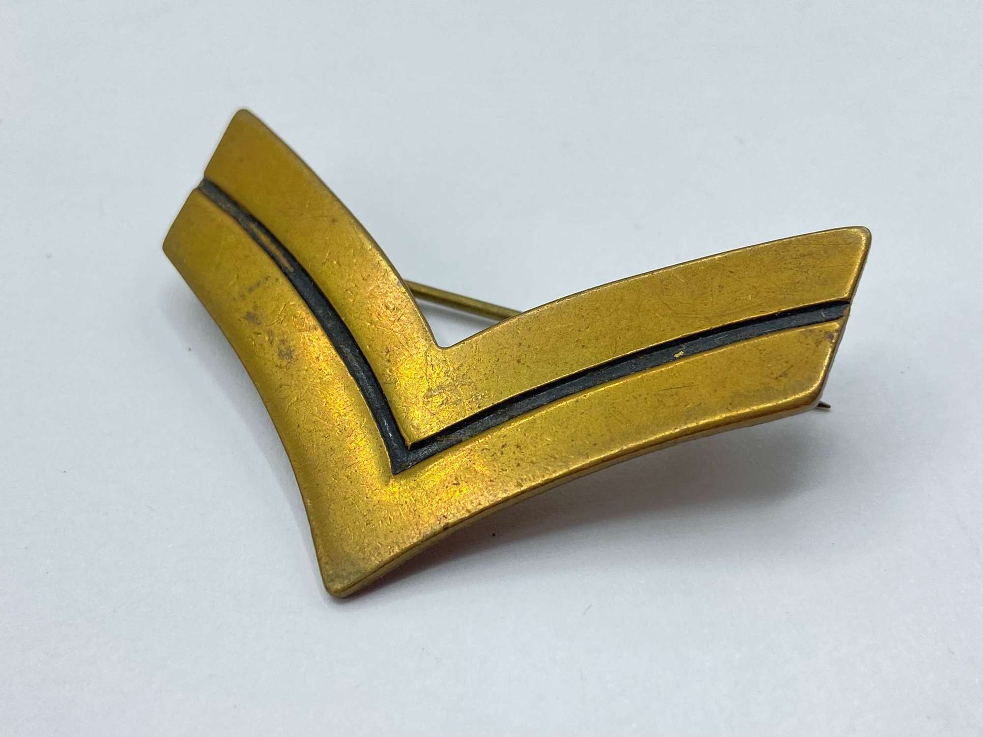 Post WW2 British Army Corporal Stripe Armband Brass Insignia Badge