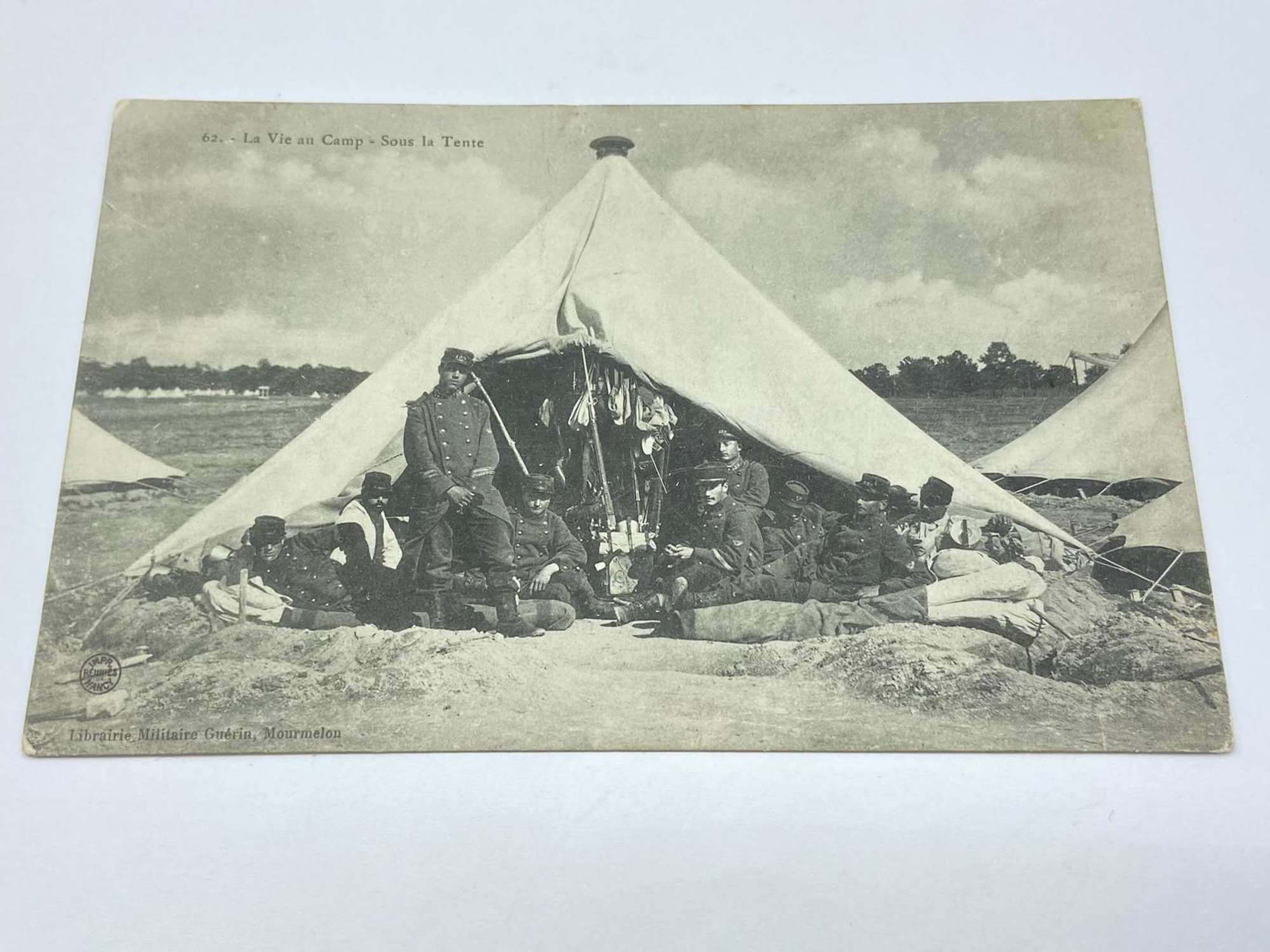WW1 French Army Life At Camp Under The Tent Photographic Postcard